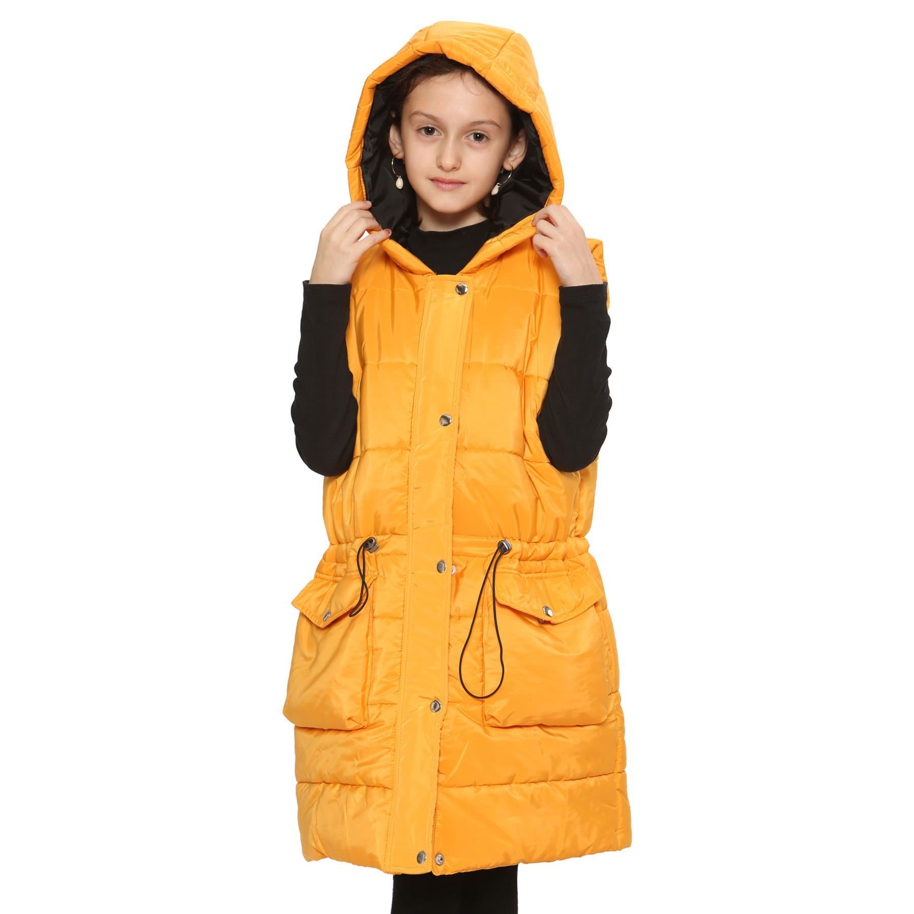 Kids Girls Oversized Gilet Long Line Style Jacket