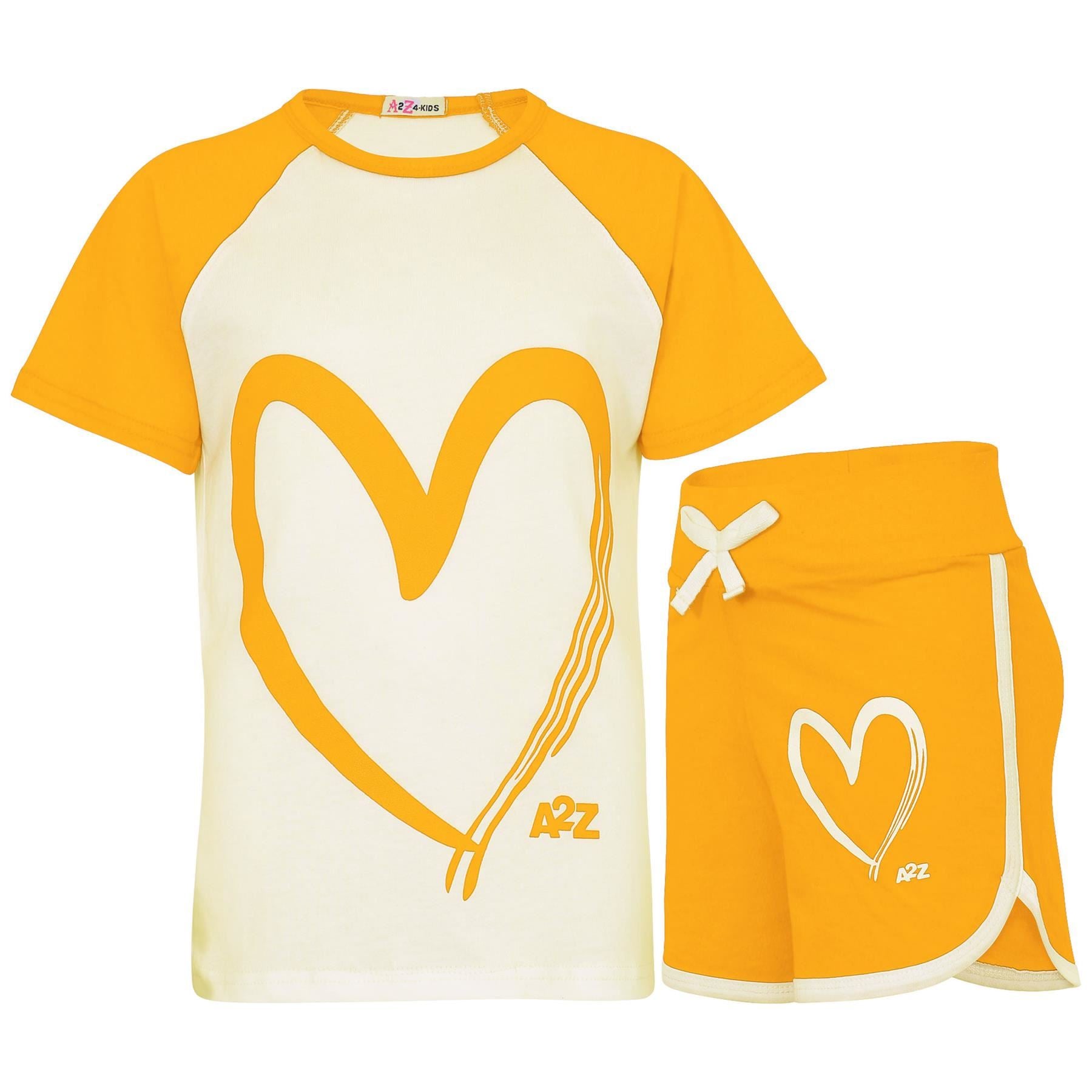 Girls T Shirt Sports Yellow Summer Outfit Shorts Set