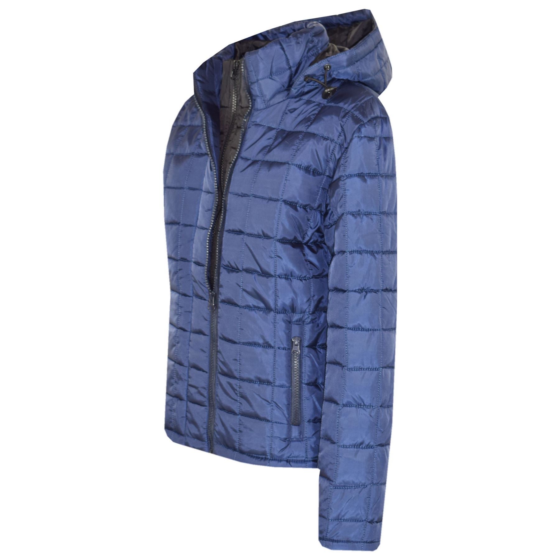 Kids Padded Navy Jackets Boys Hooded Puffer