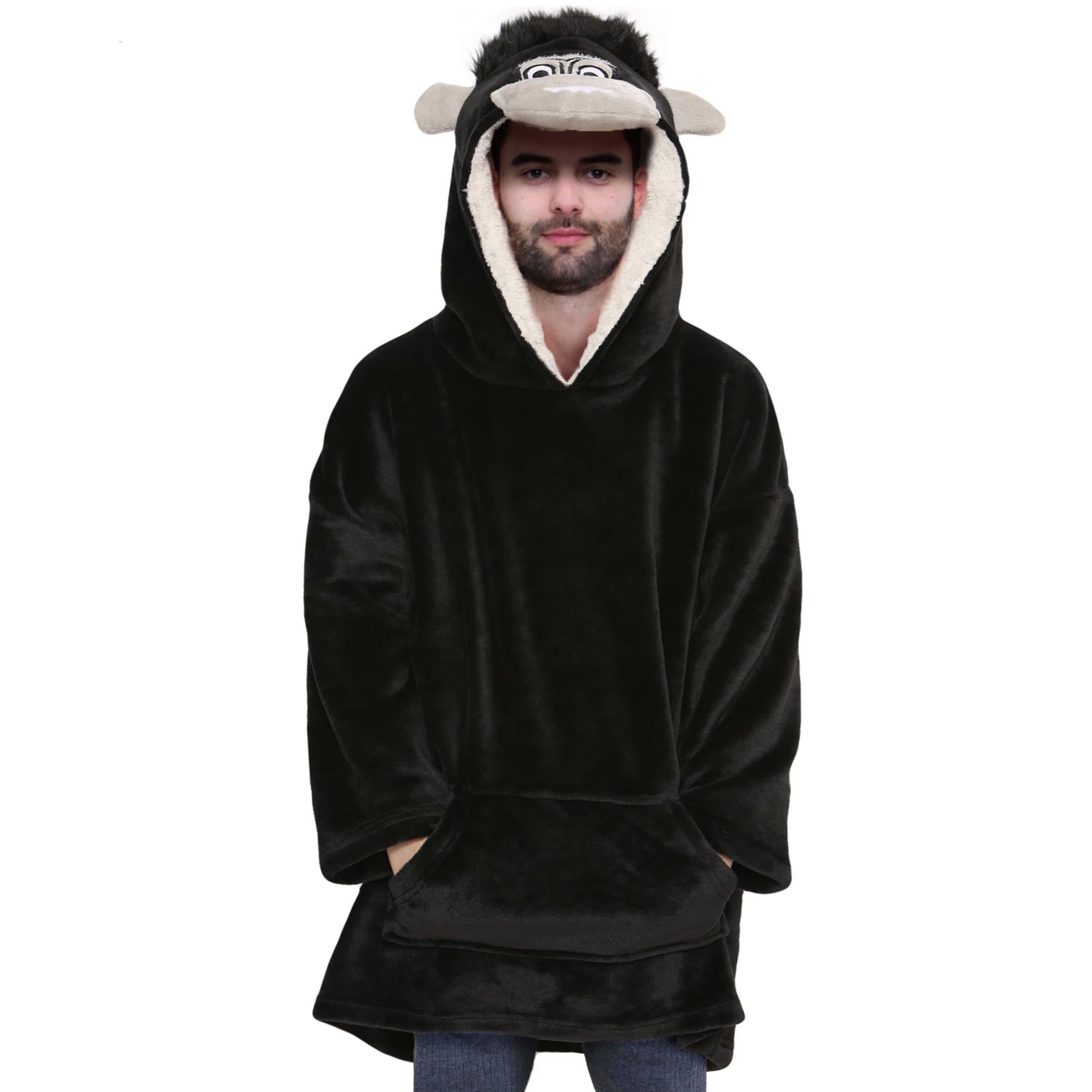 Unisex Men Ladies Oversized Hoodie Animal Snuggle Blanket Super Soft Warm Fleece