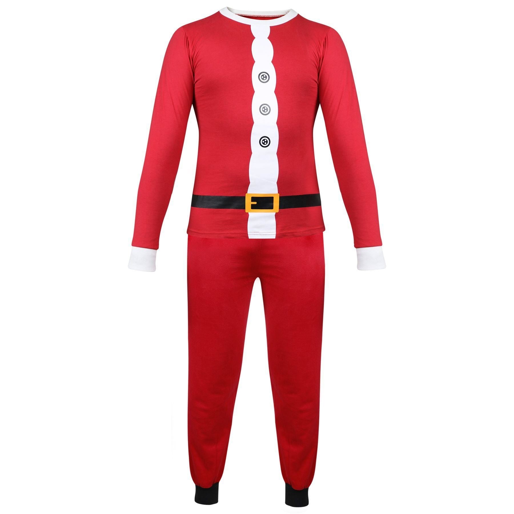 Kids Girls Boys Christmas Santa Pyjamas Soft Contrast Sleeves Xmas Costume