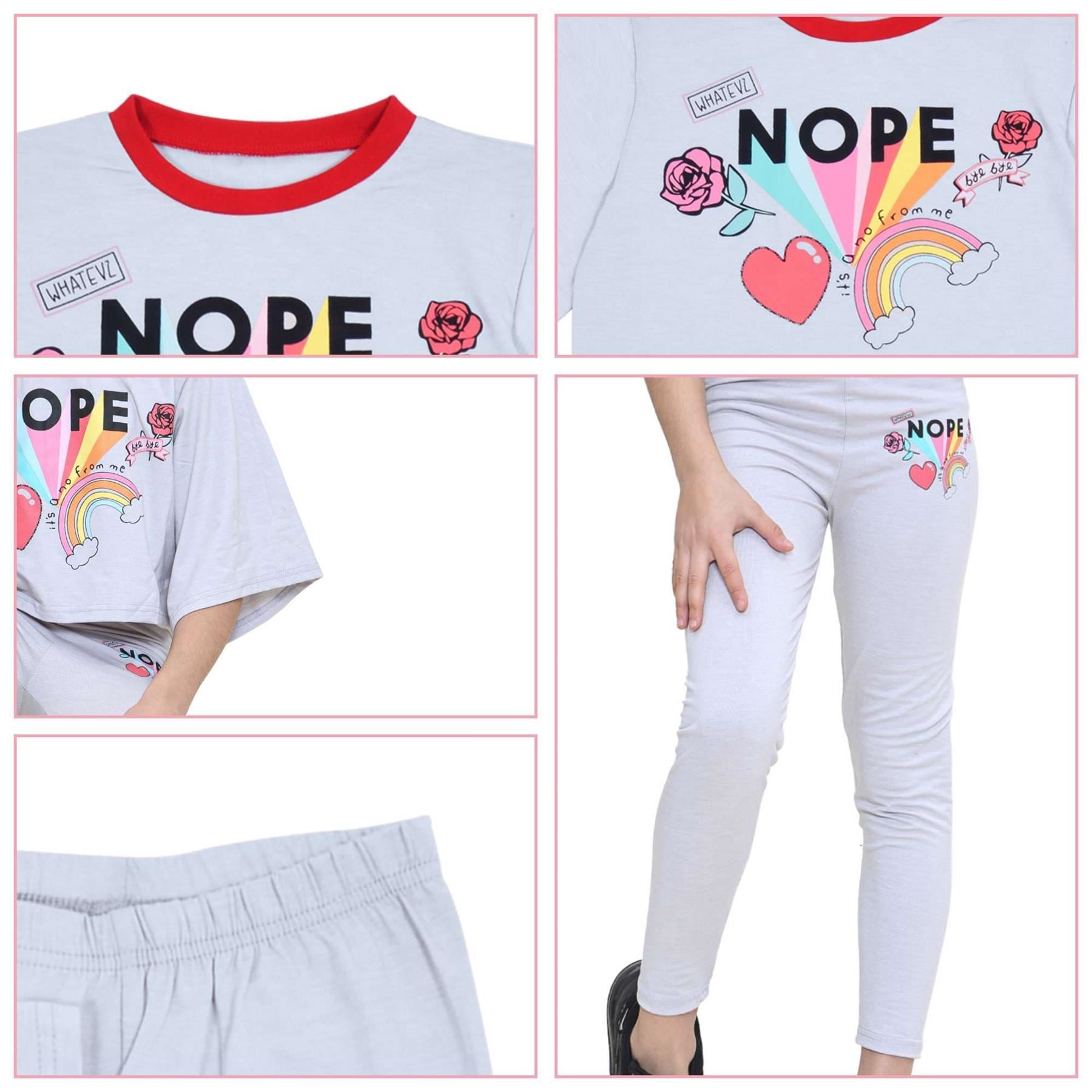 Girls Nope Print Crop Top & Legging Set