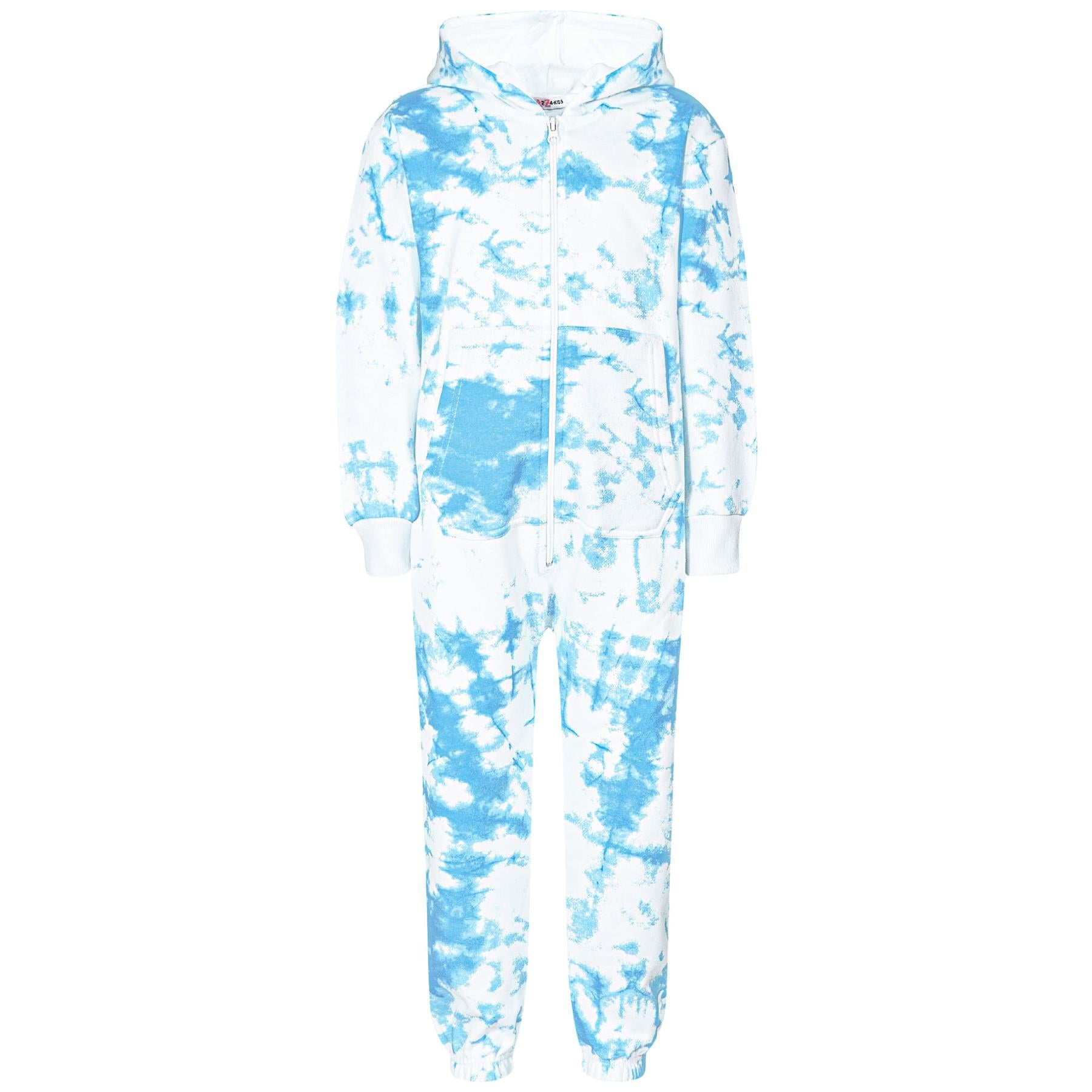 Kids Girls Soft Fleece Blue Tie Dye Printed Onesie