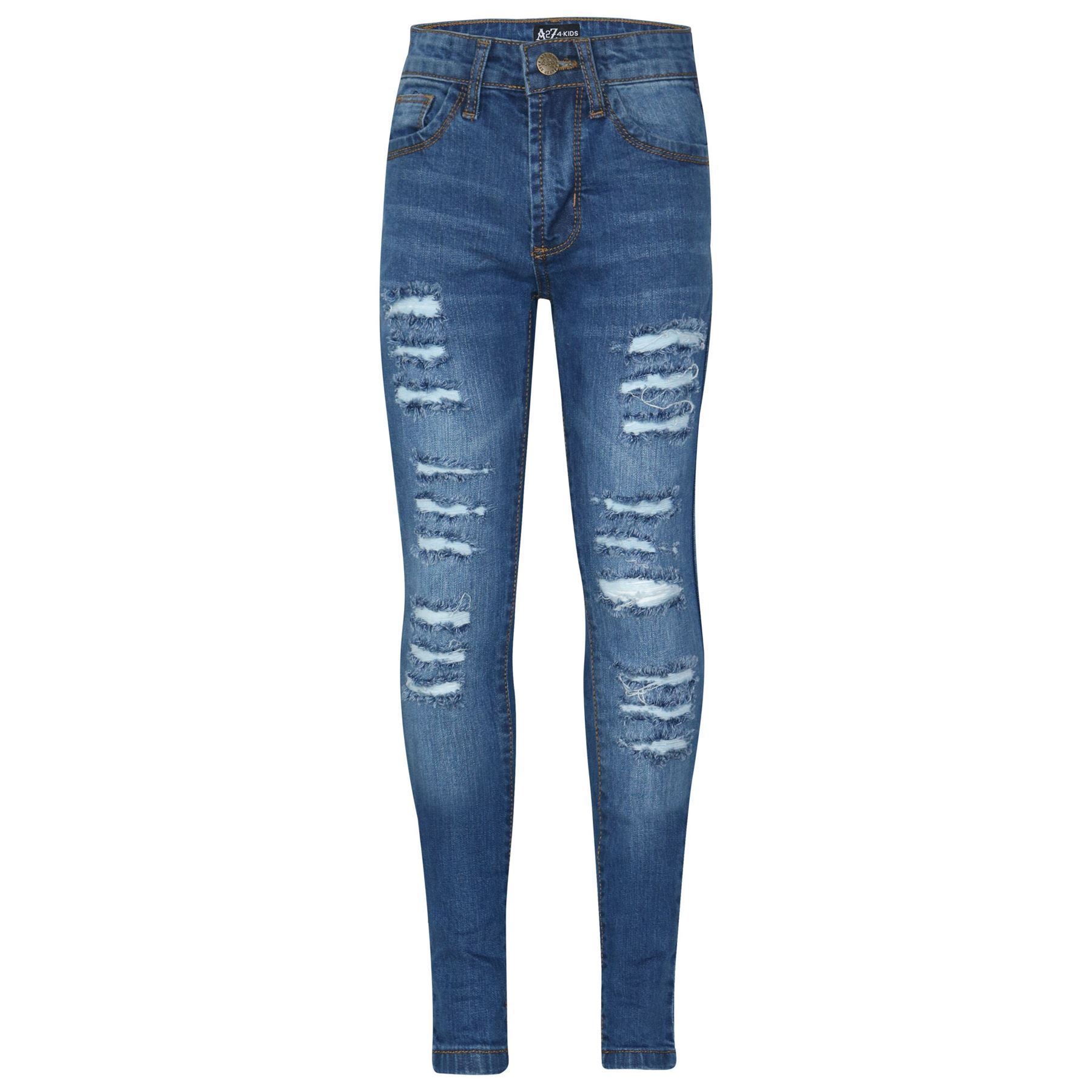 Girls Denim Ripped Skinny Jeans Lightweight Pants