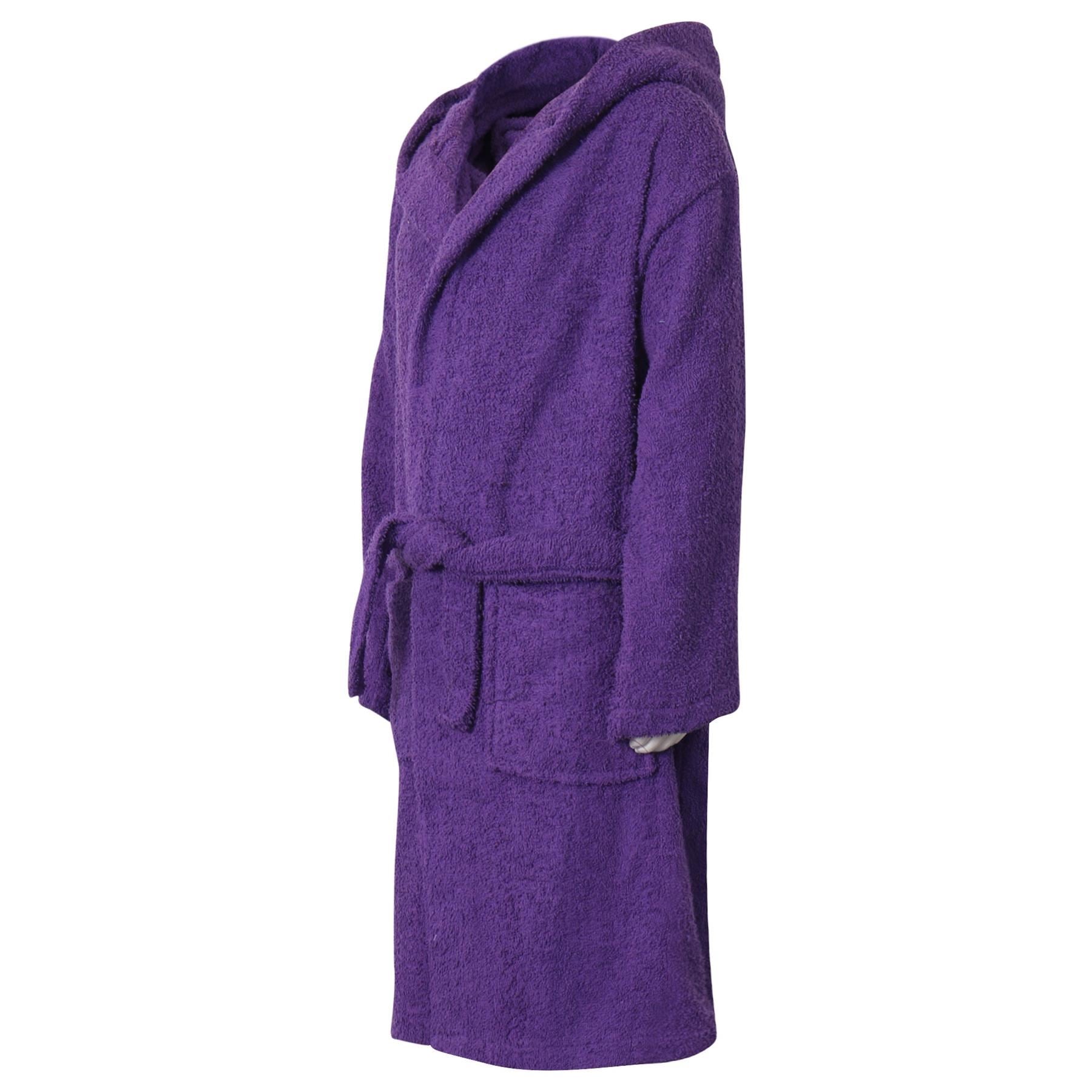 Kids Unisex 100% Cotton Purple Hooded Bathrobe