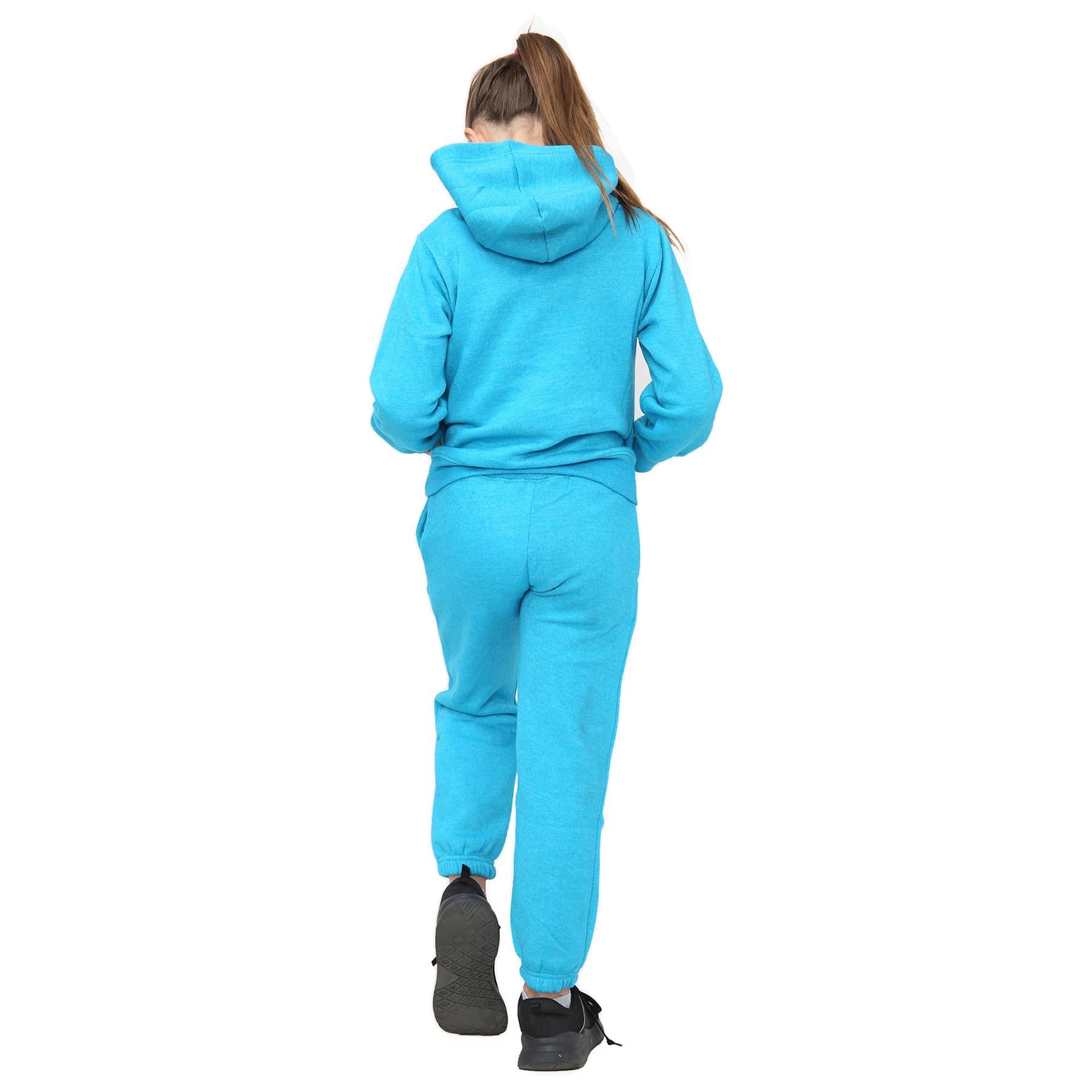 Girls Plain Aqua Hooded Tracksuit