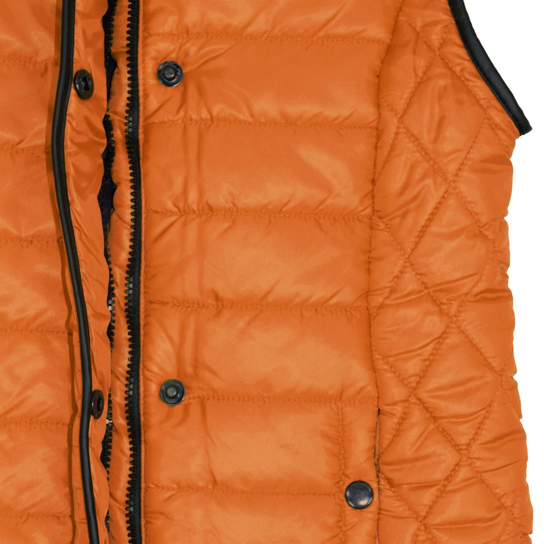 Kids Boys Girls Puffer Quilted Orange Sleeveless Wet Look Jacket - Kids Clothing Store