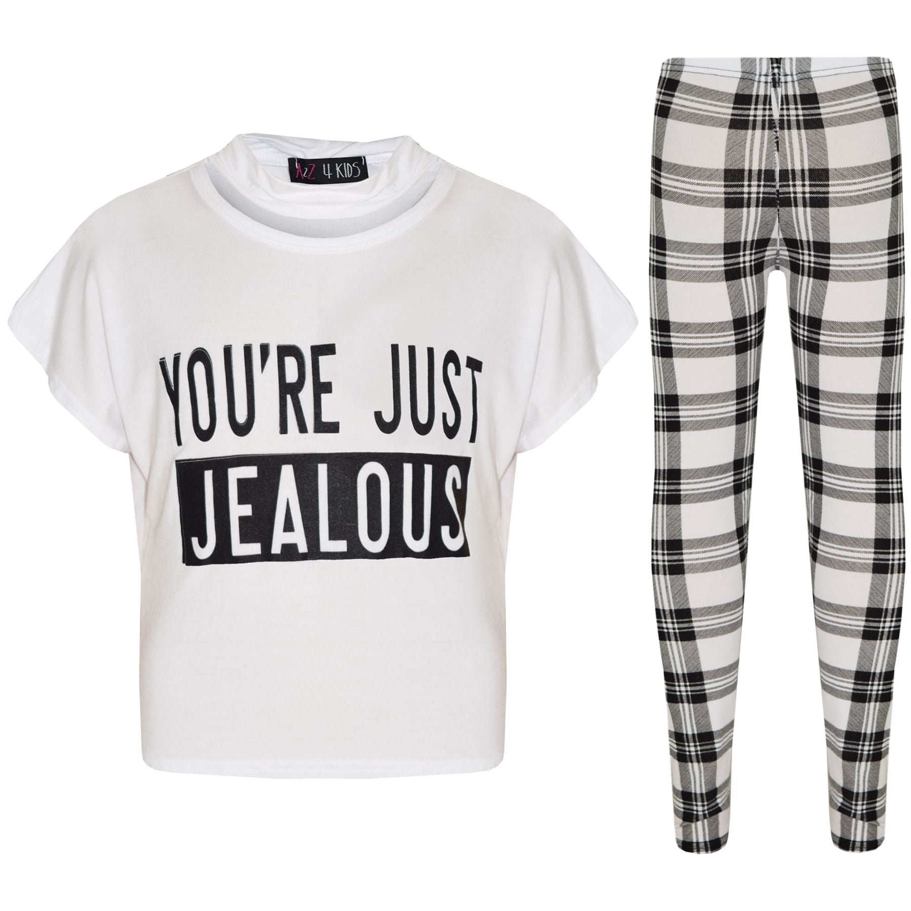 Girls Kids You 're Just Jealous Print Crop Top & Legging Set