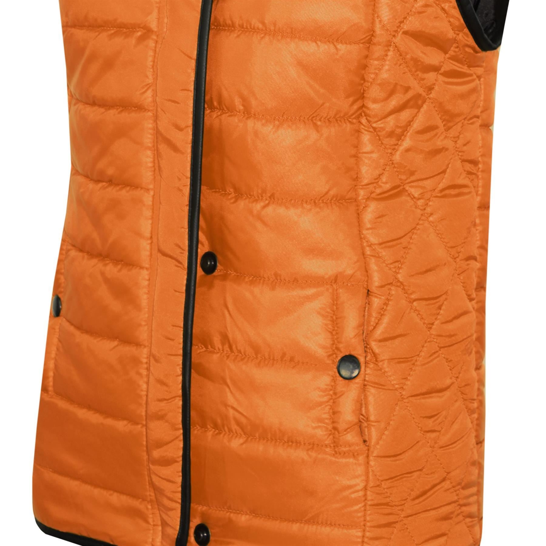 Kids Boys Girls Puffer Quilted Orange Sleeveless Wet Look Jacket - Kids Clothing Store