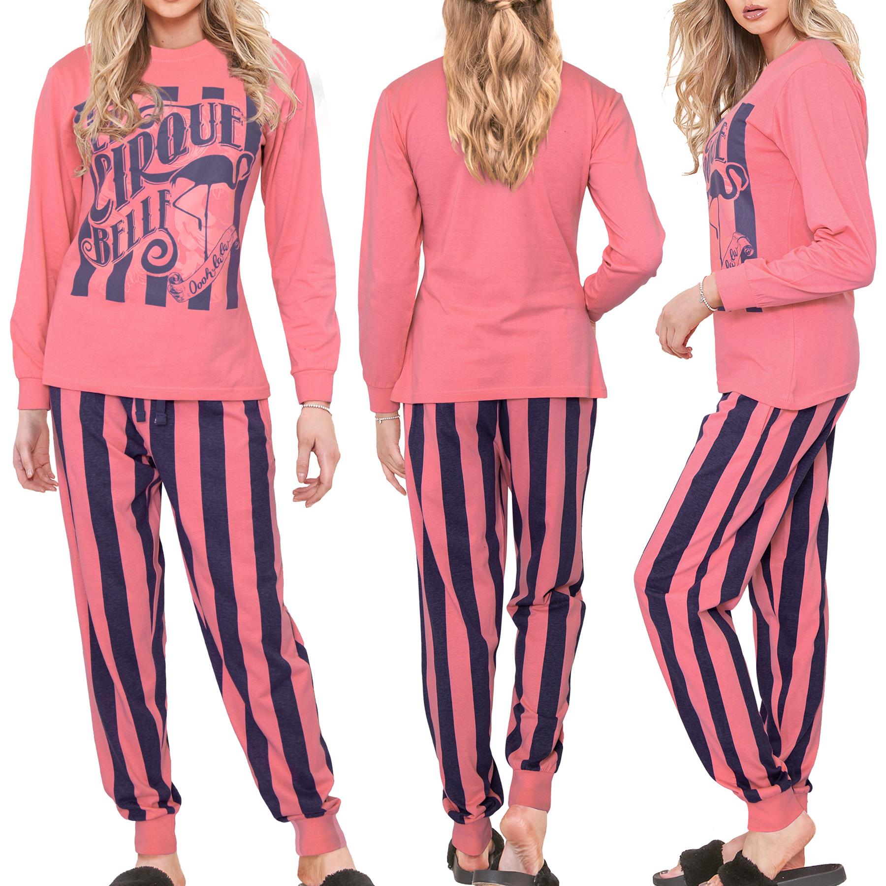 Ladies Pyjamas Cirque Belle Long Sleeves Top & Bottom Lounge Suit For Women