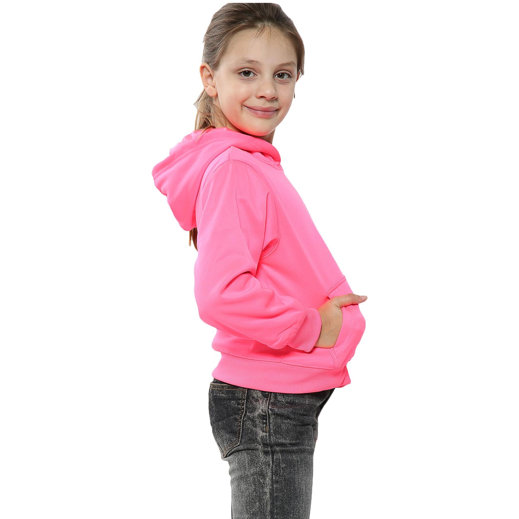 Kids Girls Boys Plain Crew Neck Hooded Sweatshirt