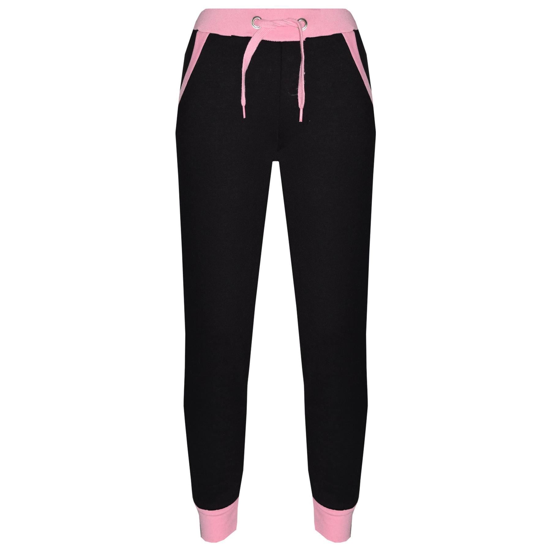 Kids Girls Tracksuit Zipped Fleece Hooded Baby Pink Top & Bottom Jogger