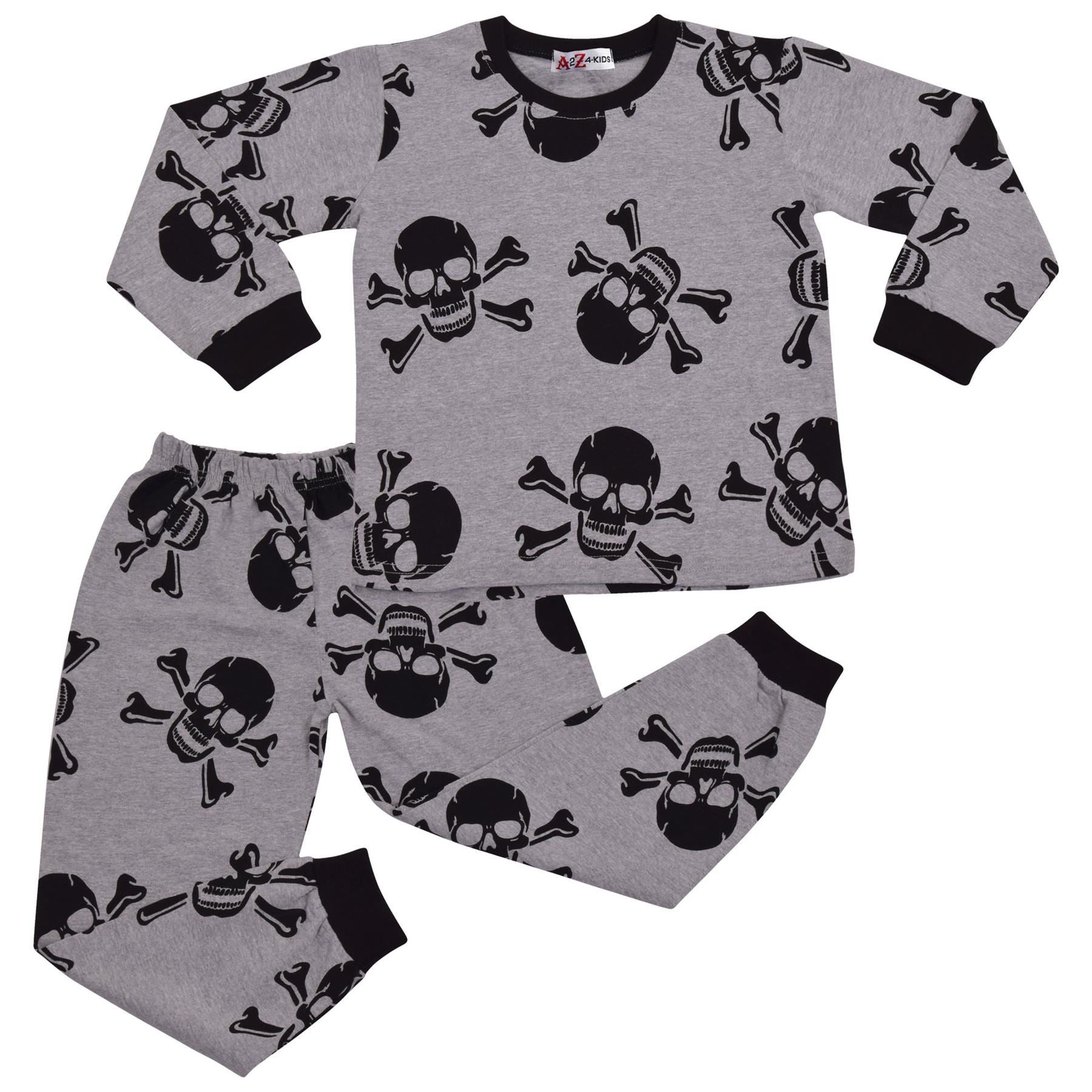 Kids Girls Boys Skull & Bones Print Pyjamas Set