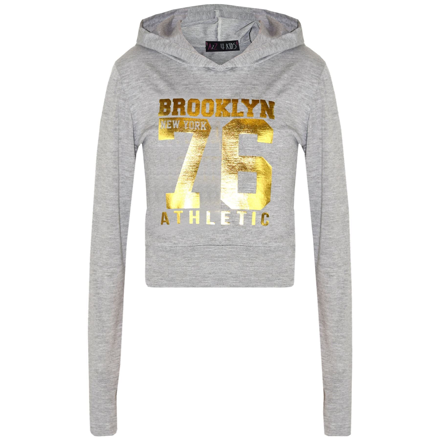 Girls Brooklyn 76 Print Hooded Crop Top Legging Set - Kids Clothing Store