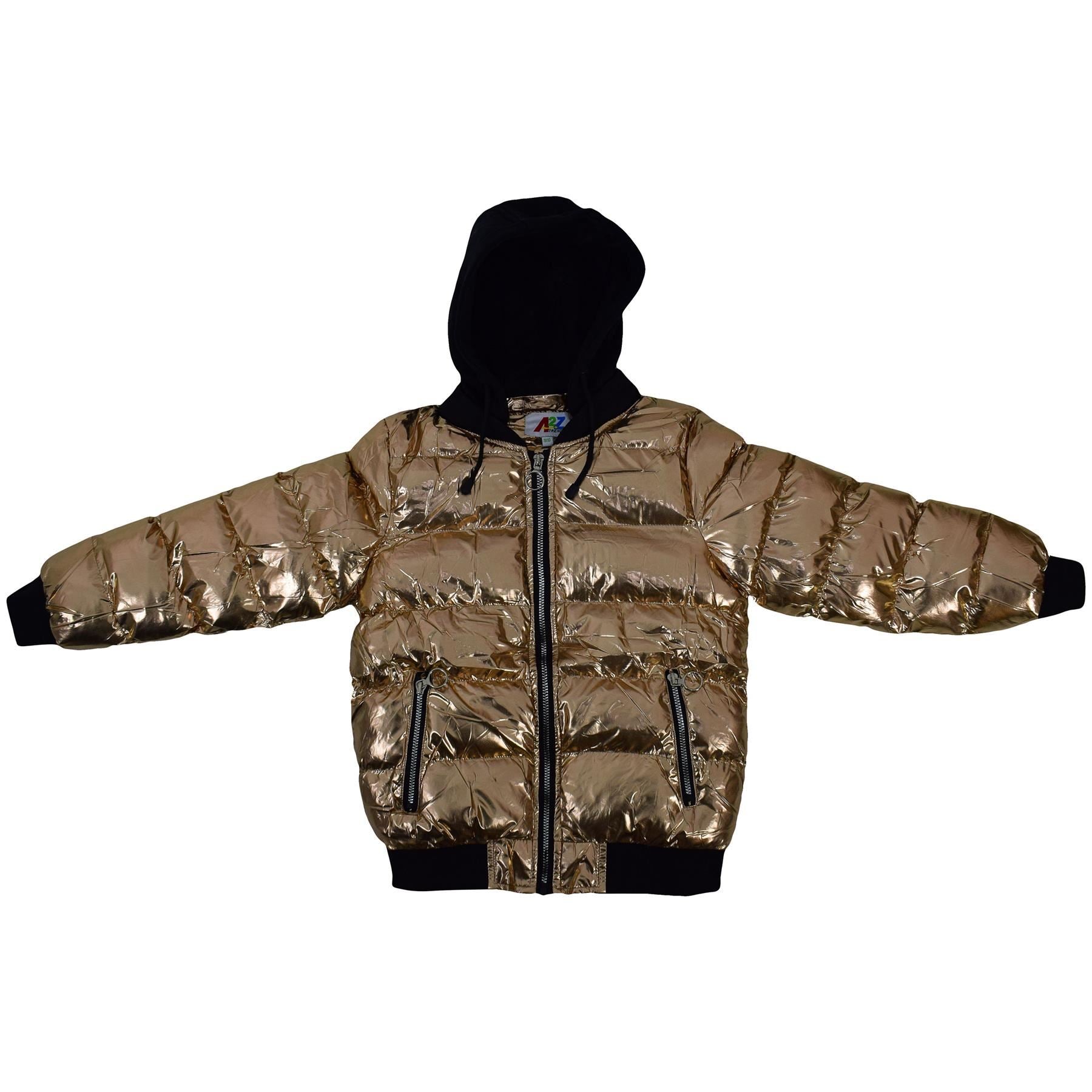 Kids Girls Boys Fashion Shiny Padded Jacket Metallic Wet - Kids Clothing Store