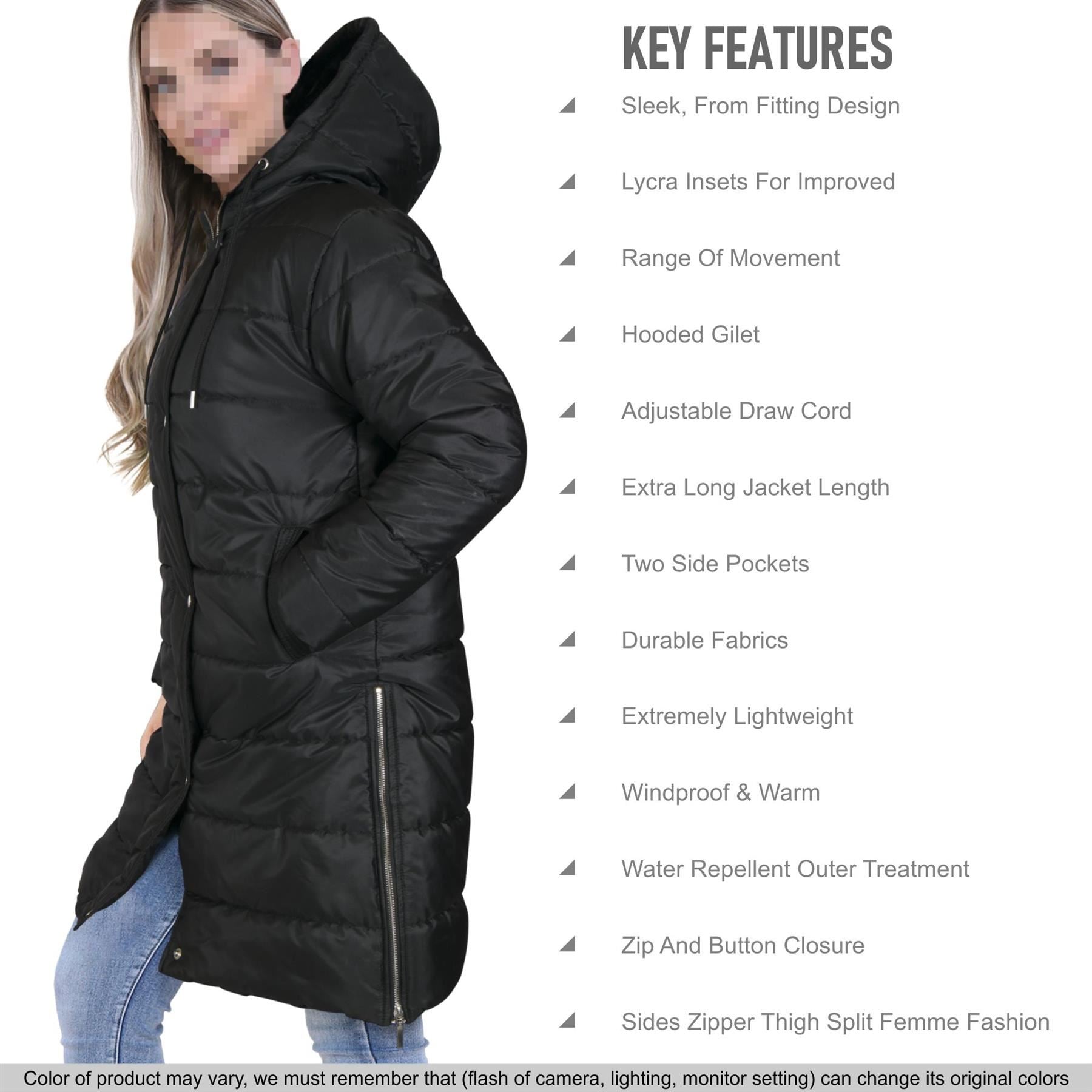 Ladies Oversized Zipped Jacket Long Line Style Black Jacket Long Sleeves Coat