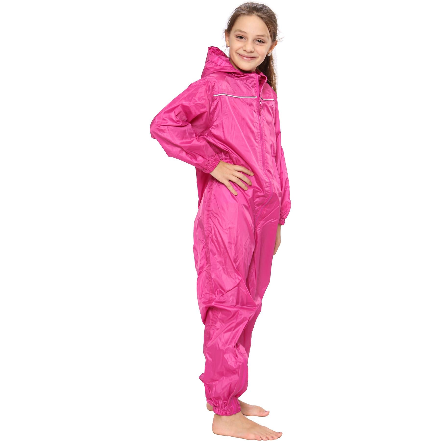 Unisex Raincoat Kids Pink Puddle Suit Rainwear Waterproof Hooded Rainsuit