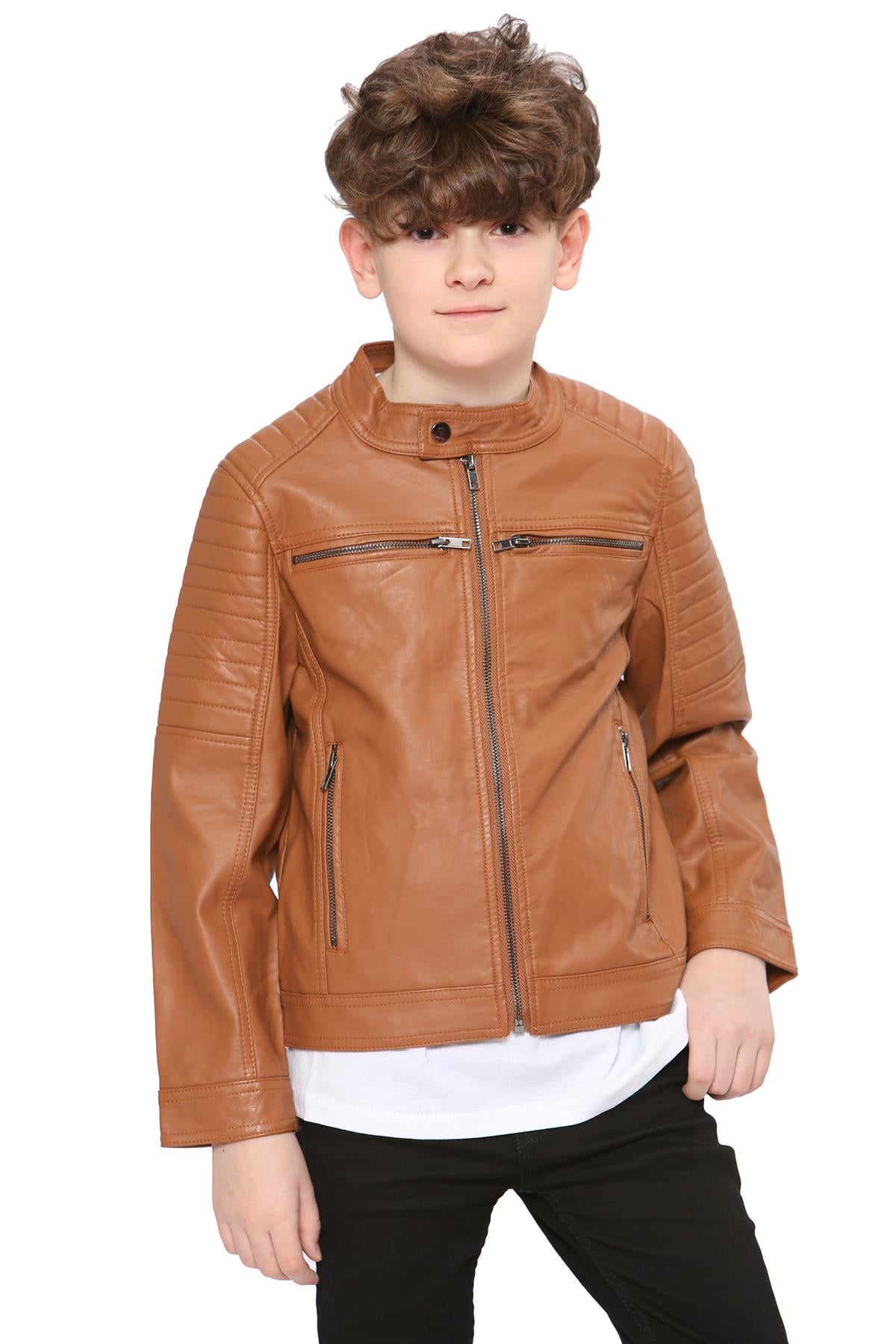 Kids Motorcycle Biker Boys Stylish Leather Jacket - Kids Clothing Store