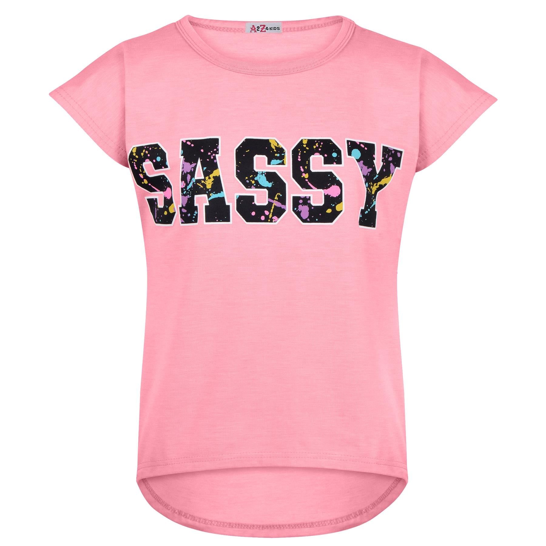 Girls Short sleeves Sassy Print Splash Tank Set