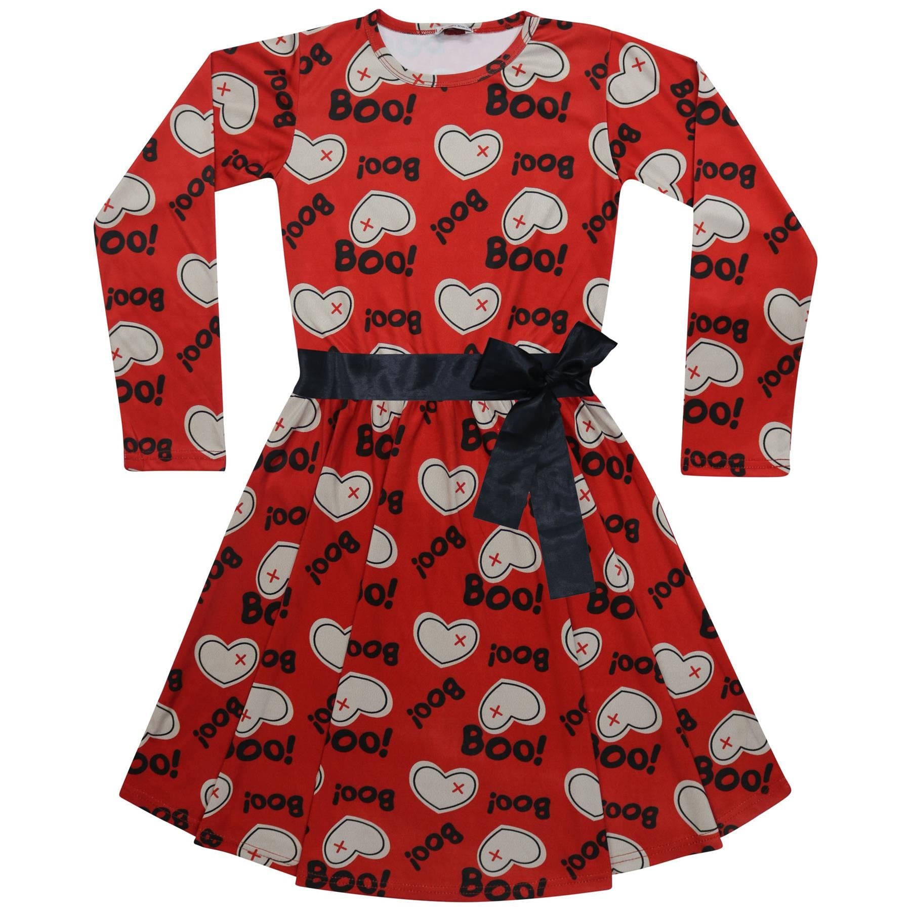 Kids Girls Halloween Skater Dress Xmas Party Dresses