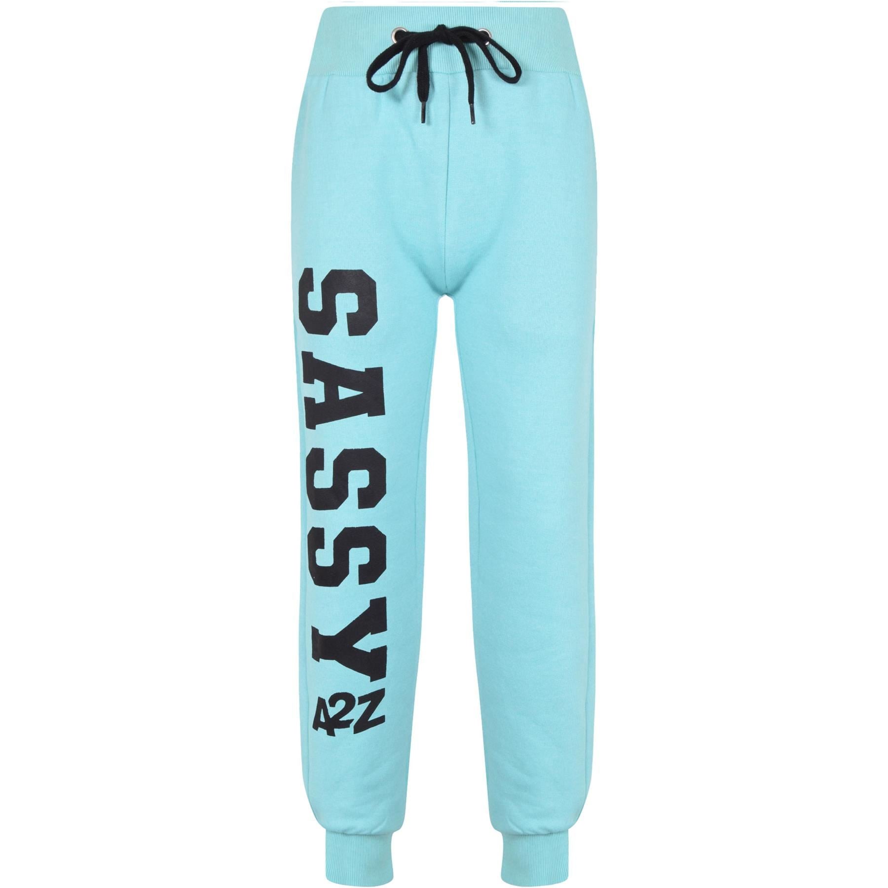 Kids Girls Sassy Print Tracksuit Hooded Top & Bottom Jogging Suit