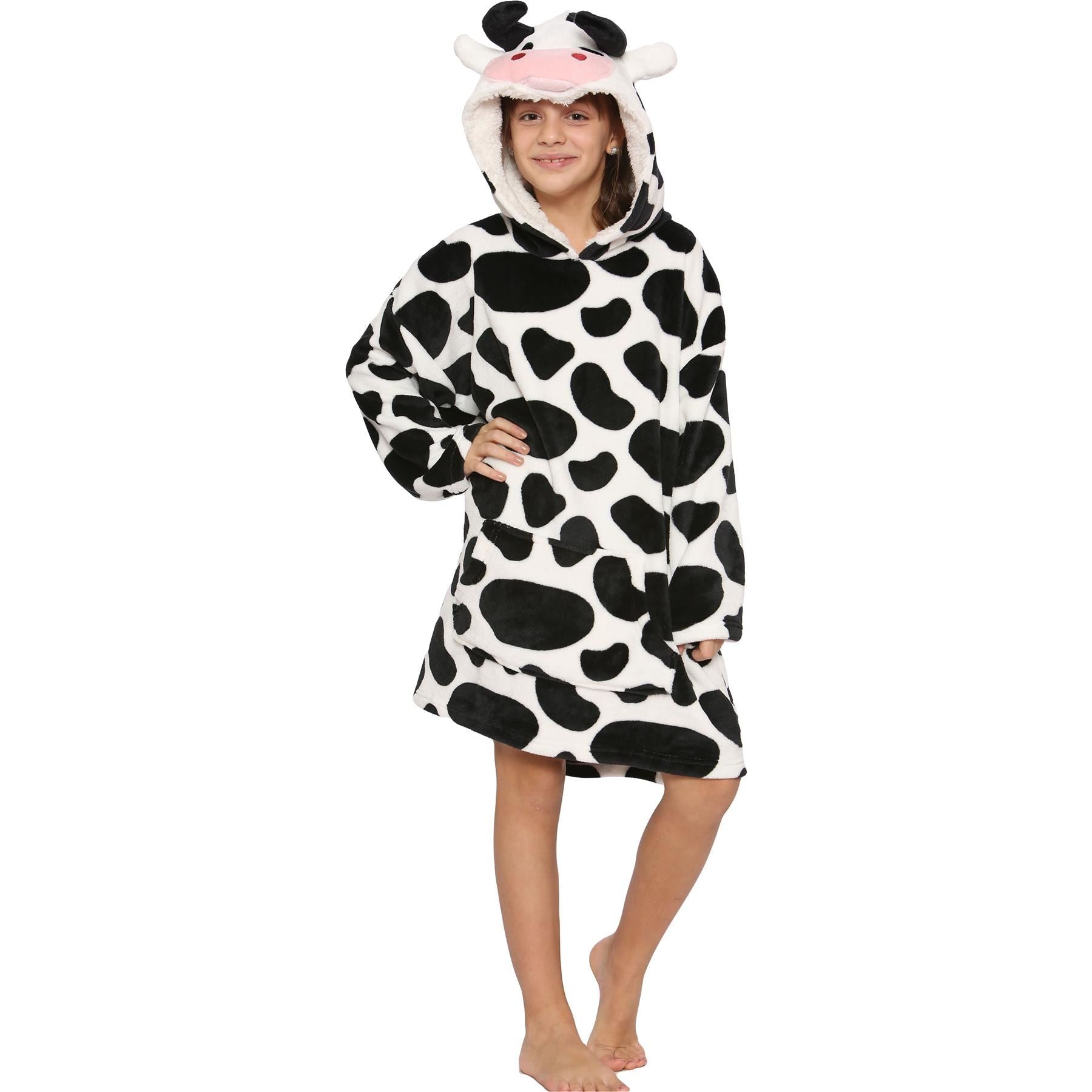 Kids Girls Boys Oversized World Book Day Hoodie Cow Snuggle Blanket Super Soft