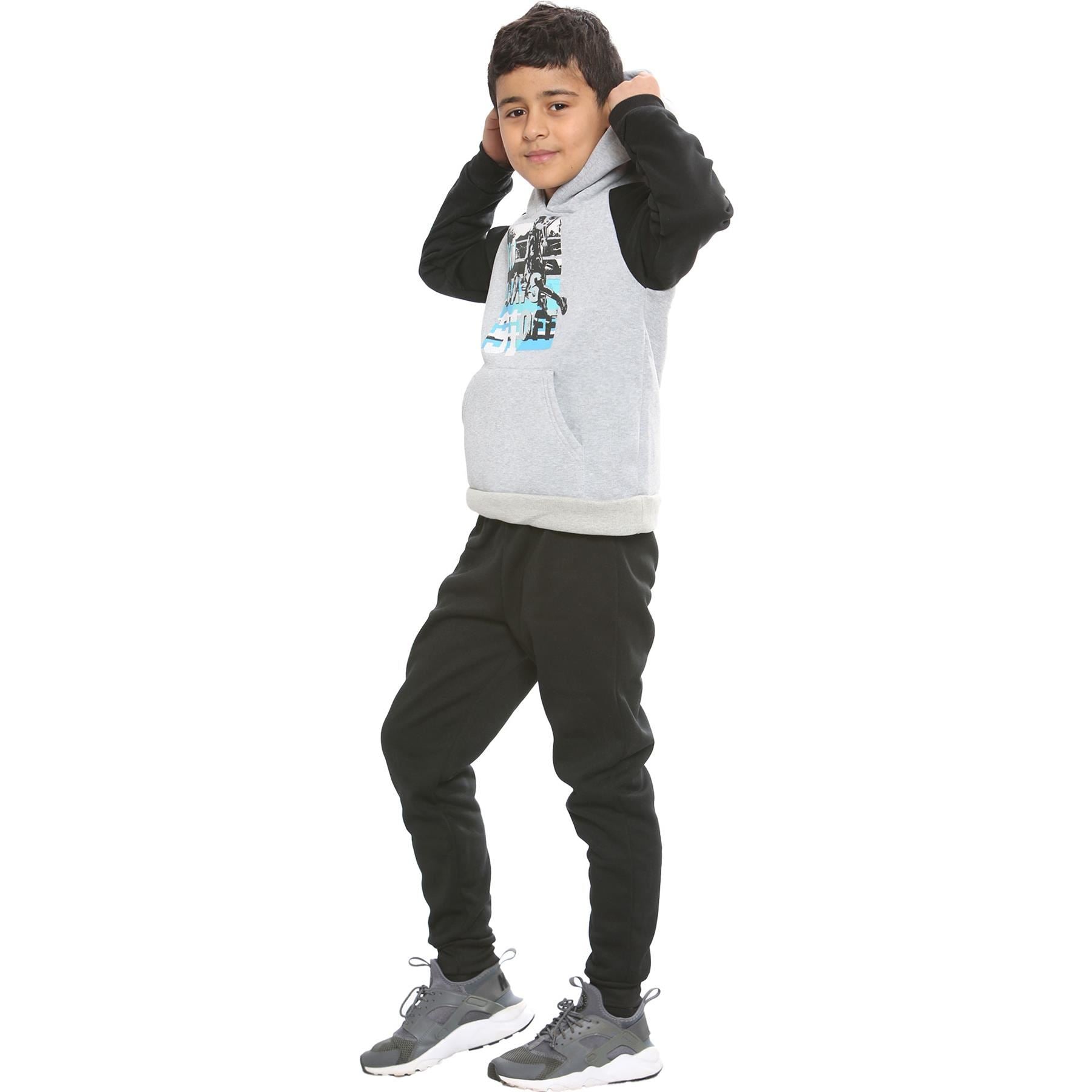 Kids Boys No Days Off 2 Piece Black Fleece Tracksuit