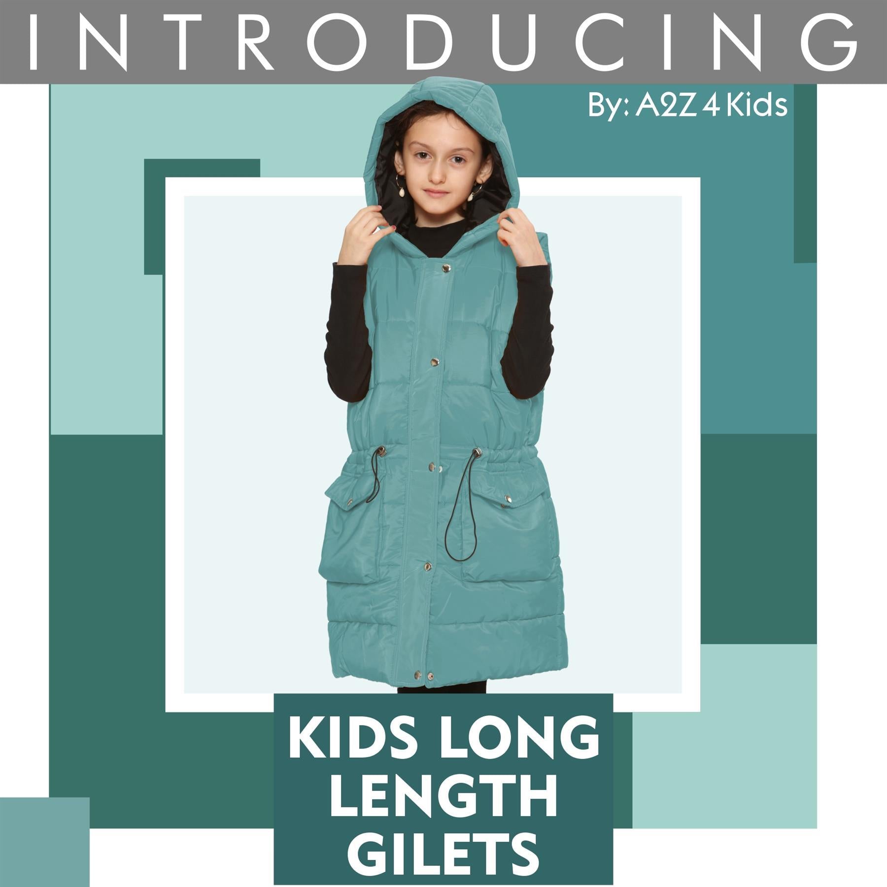 Kids Girls Mint Gilet Long Line Style Jacket