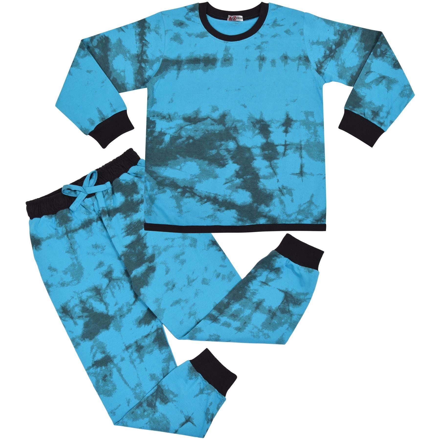 Kids Girls Tie Dye Blue Print Pyjamas Set - Kids Clothing Store