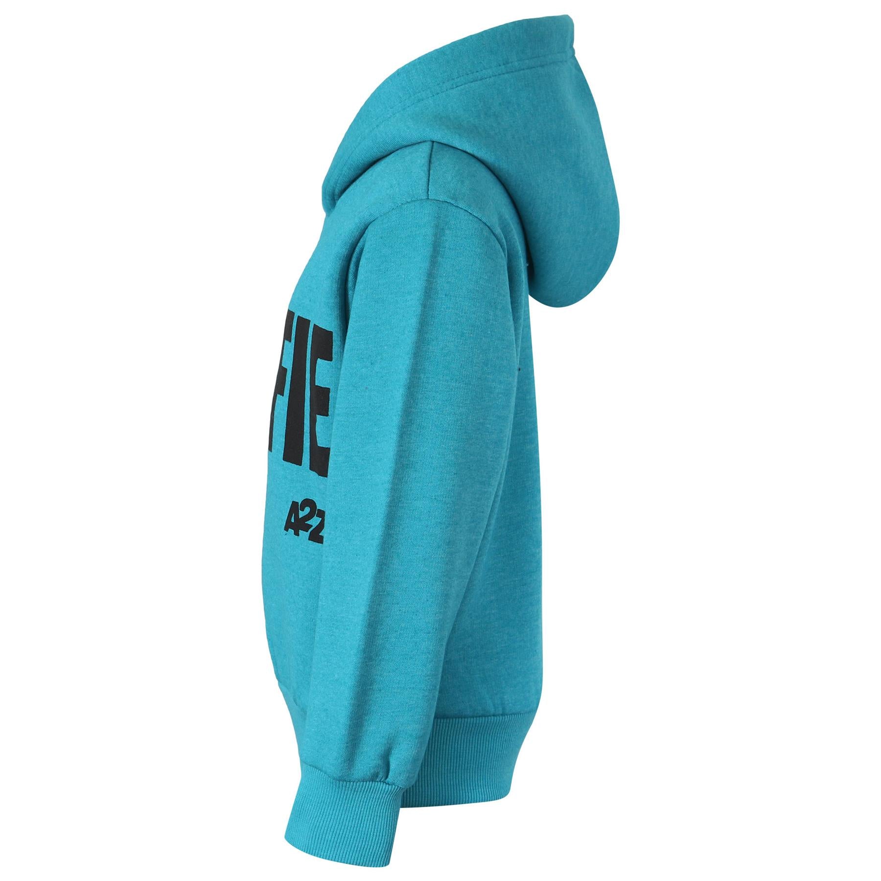 Kids Girls #Selfie Print Aqua Hooded Hoodie