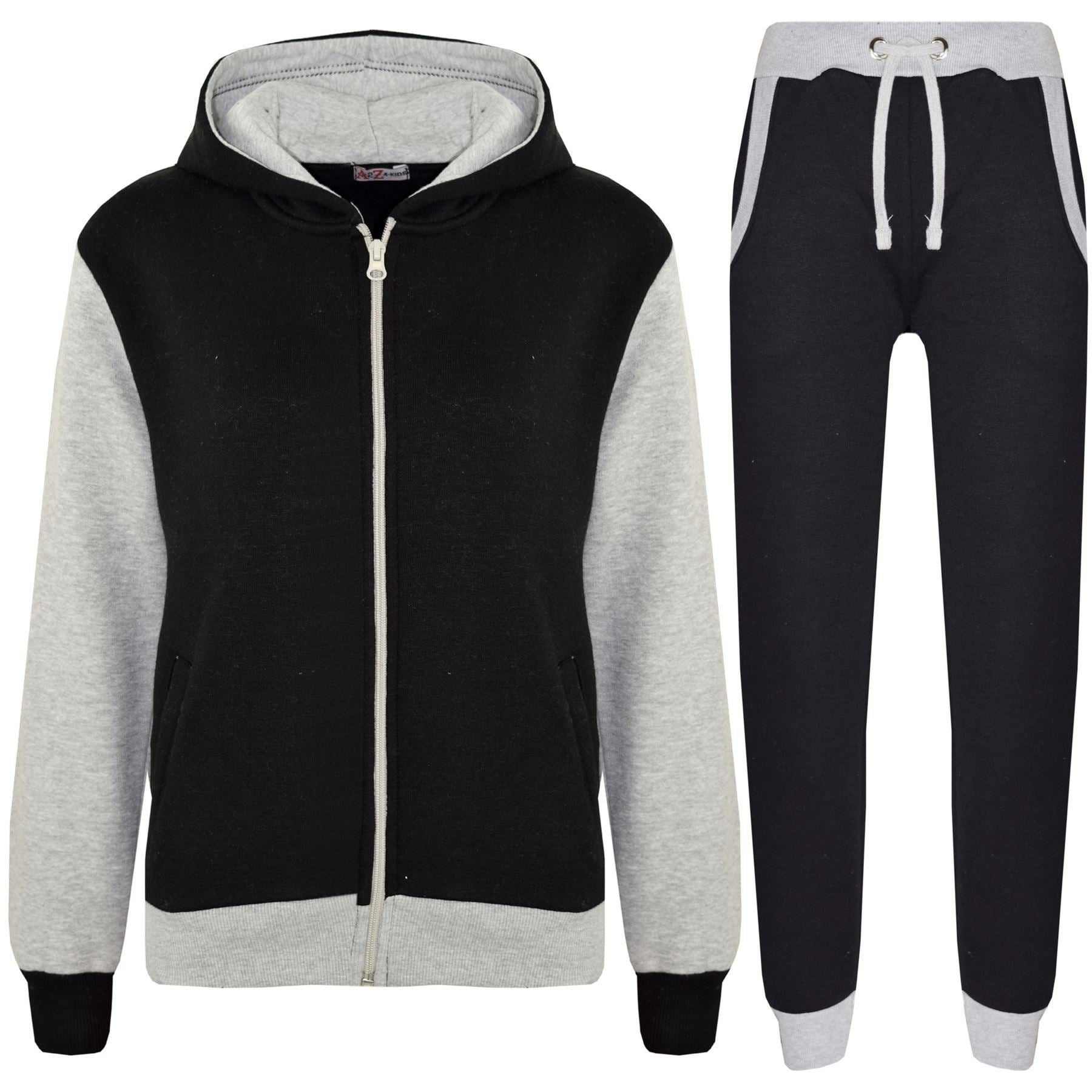 Unisex Tracksuit Grey Contrast Hooded