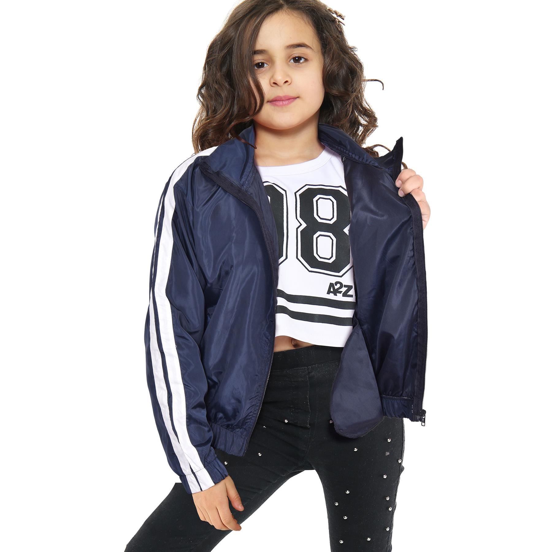 Kids Boys Girls Shower Proof Lightweight Navy Windbreaker Jacket