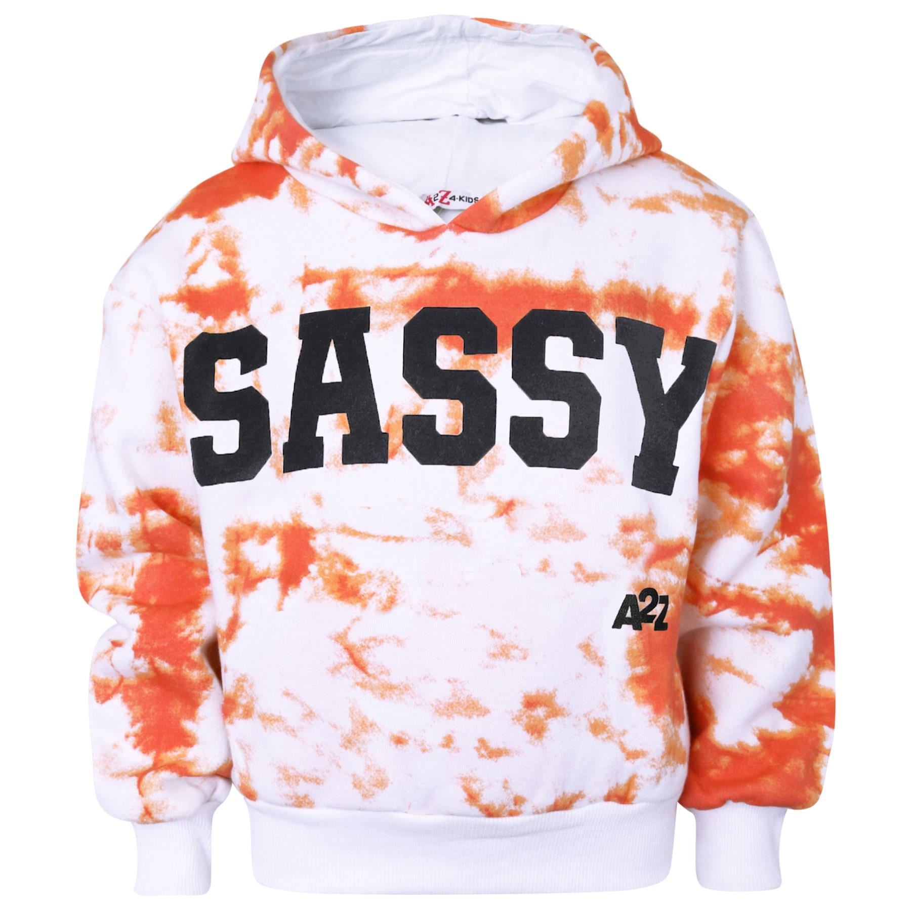 A2Z 4 Kids Girls Tracksuit Tie Dye Sassy Hooded Crop Top Jogging Suit