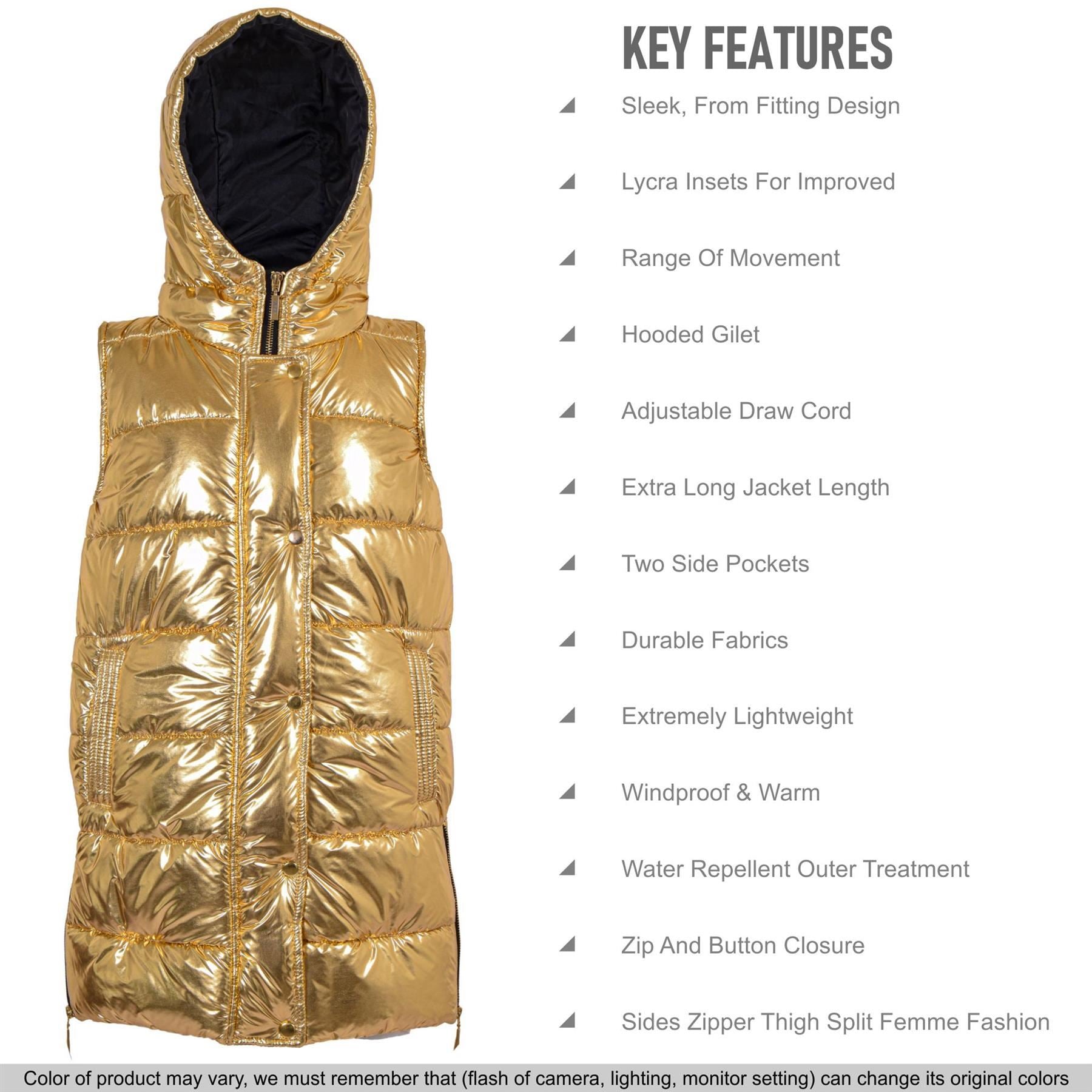 Ladies Oversized Long Line Golden Foil Jacket