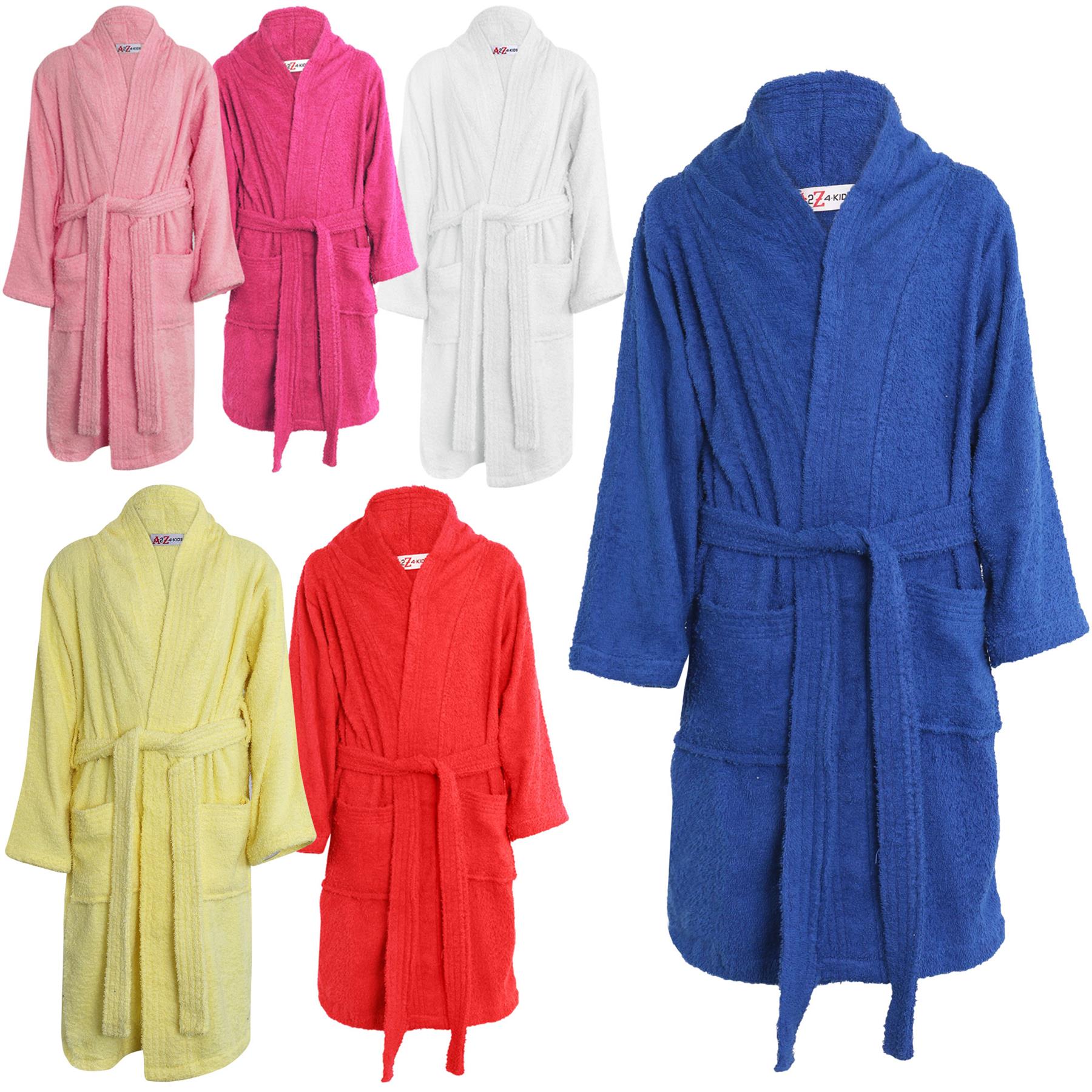 Kids Cotton Bathrobe Towelling Dressing Gown Unisex 5-13 Years