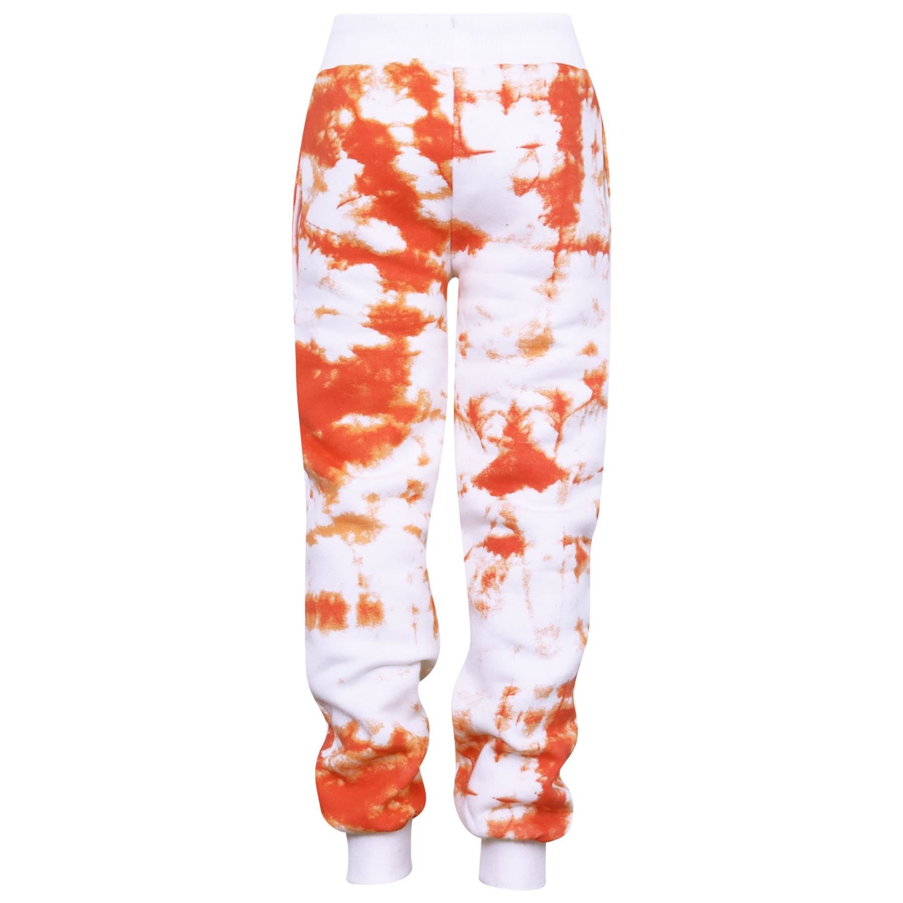 Kids Girls Tie Dye Tracksuit "SASSY" Print Orange Hooded Crop Jogging Suit