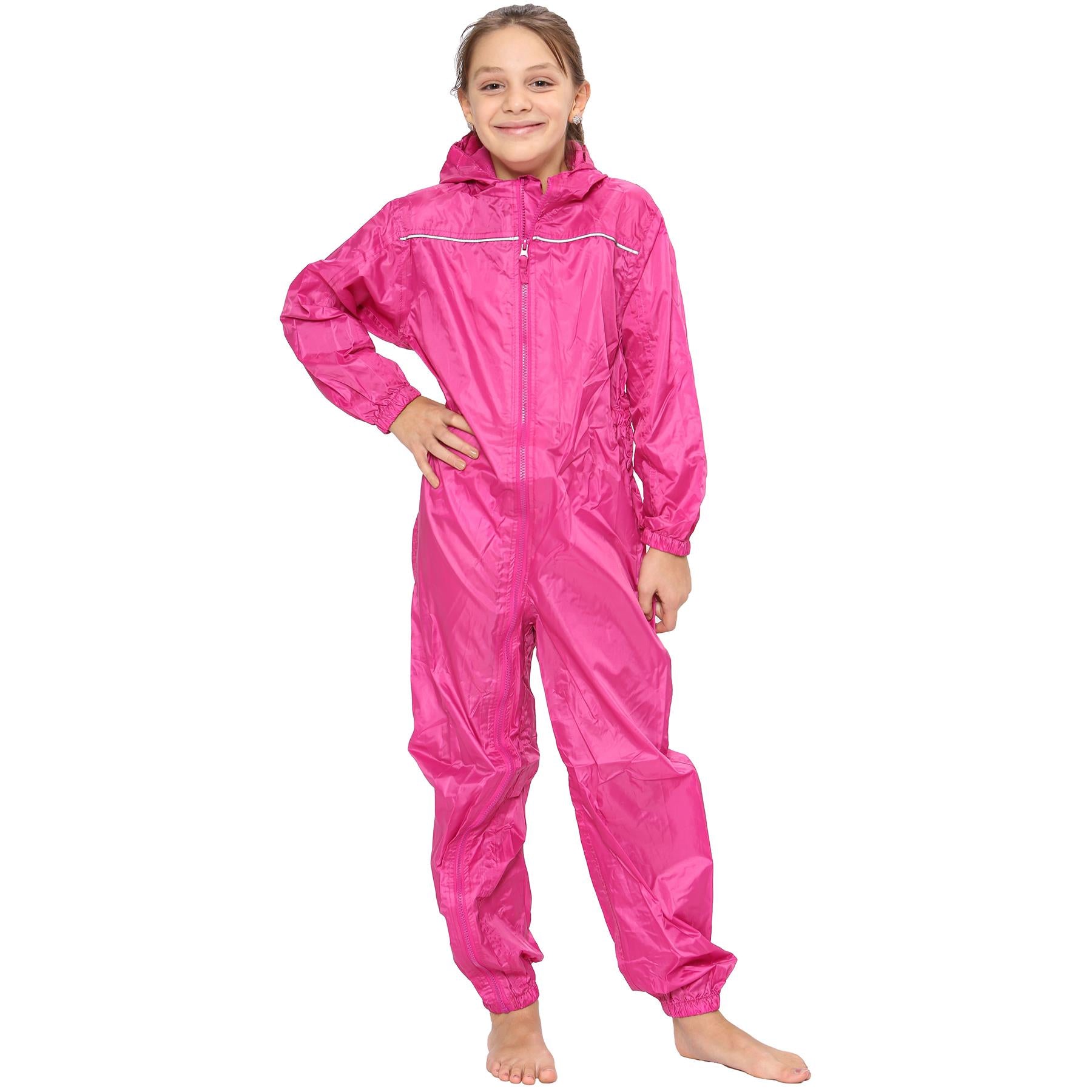 Unisex Raincoat Kids Pink Puddle Suit Rainwear Waterproof Hooded Rainsuit