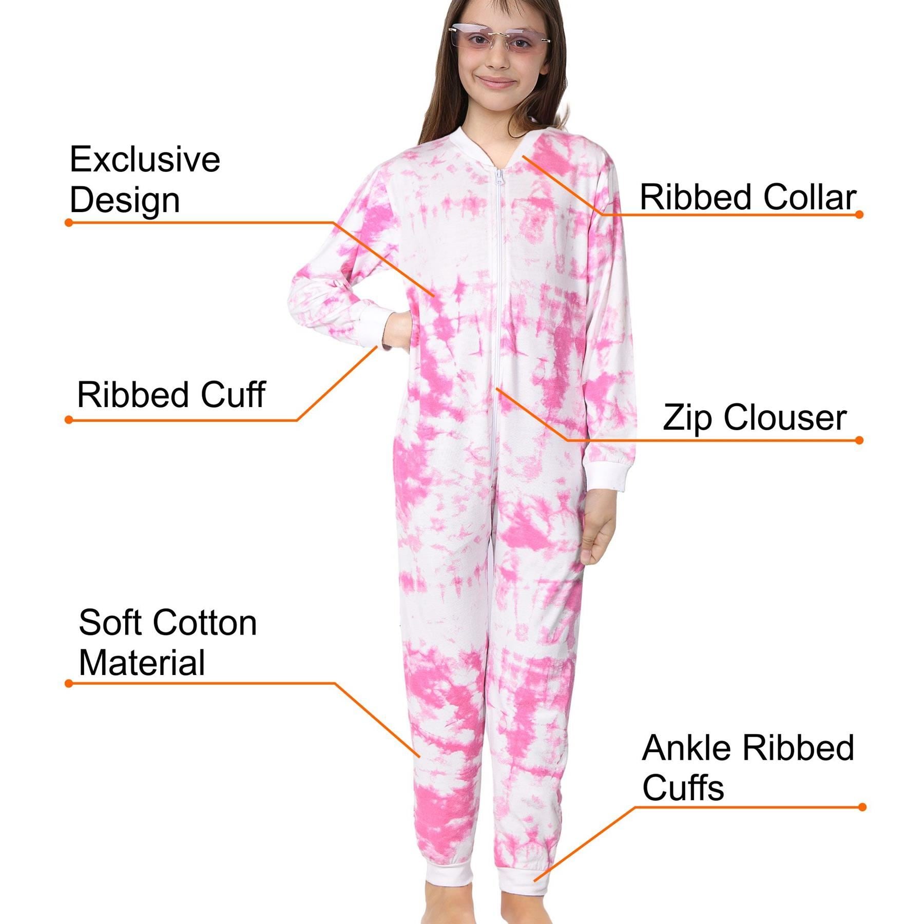 Kids Girls 100% Cotton Pink Tie Dye Printed Onesie