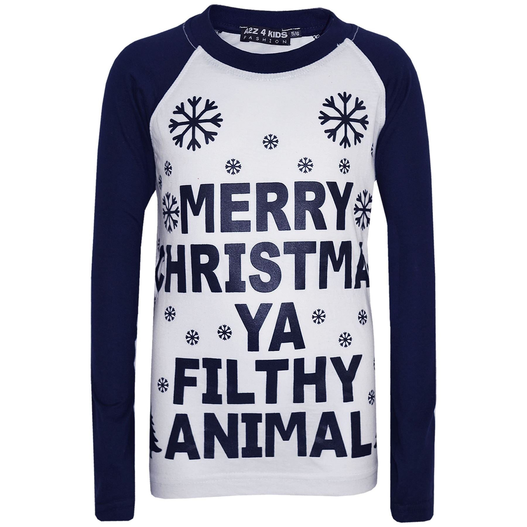 Unisex Merry Xmas Ya Filthy Animal Print Navy Pyjamas Set