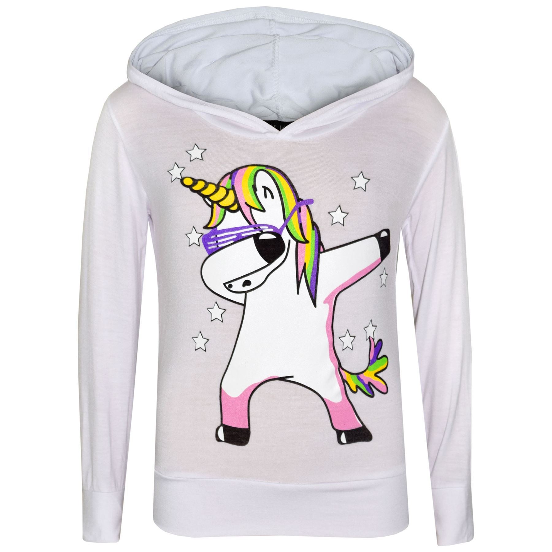 Kids Girls Rainbow Unicorn Dab Floss Hooded Top & Legging Set