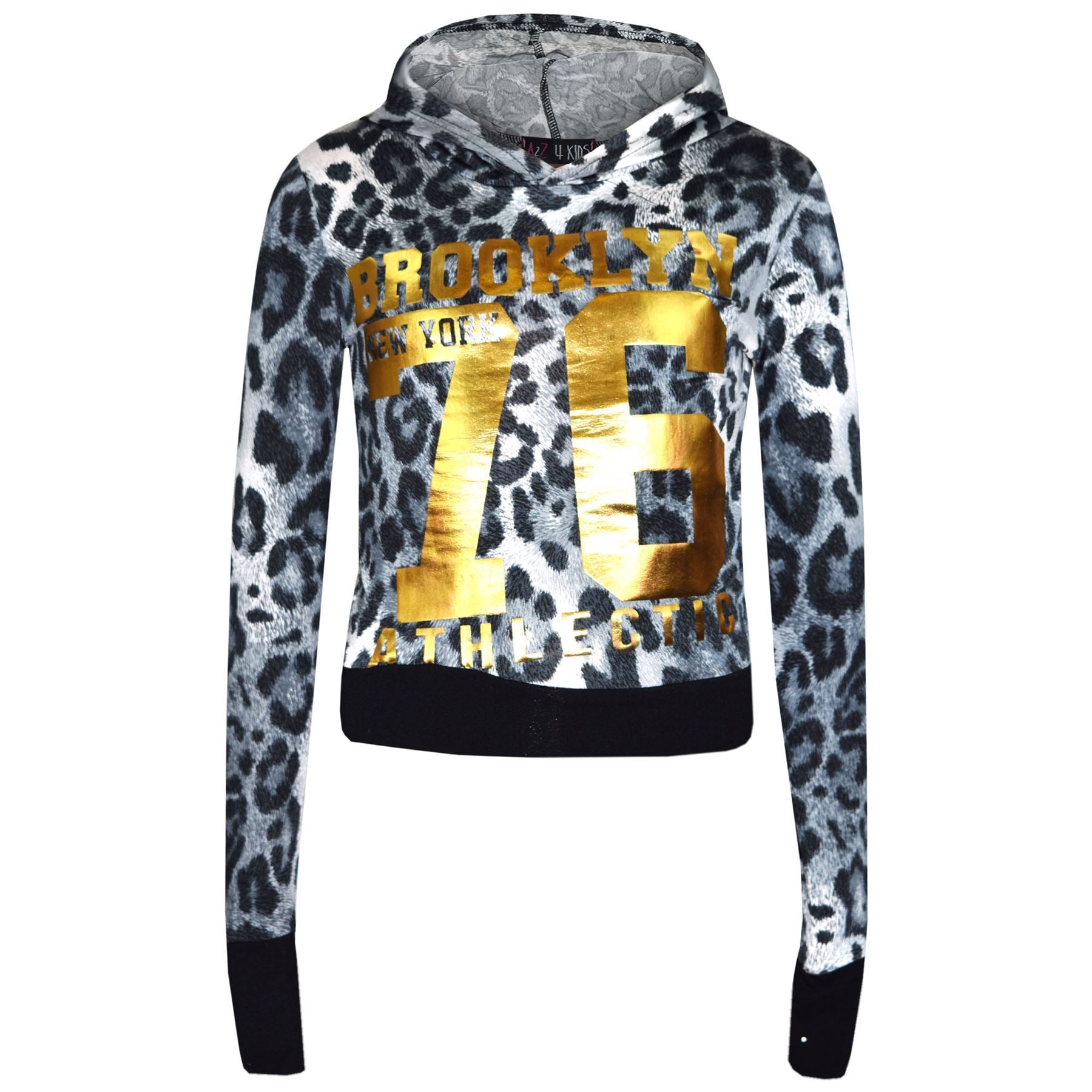 Girls Brooklyn 76 Leopard Print Hooded Crop Top Legging - Kids Clothing Store