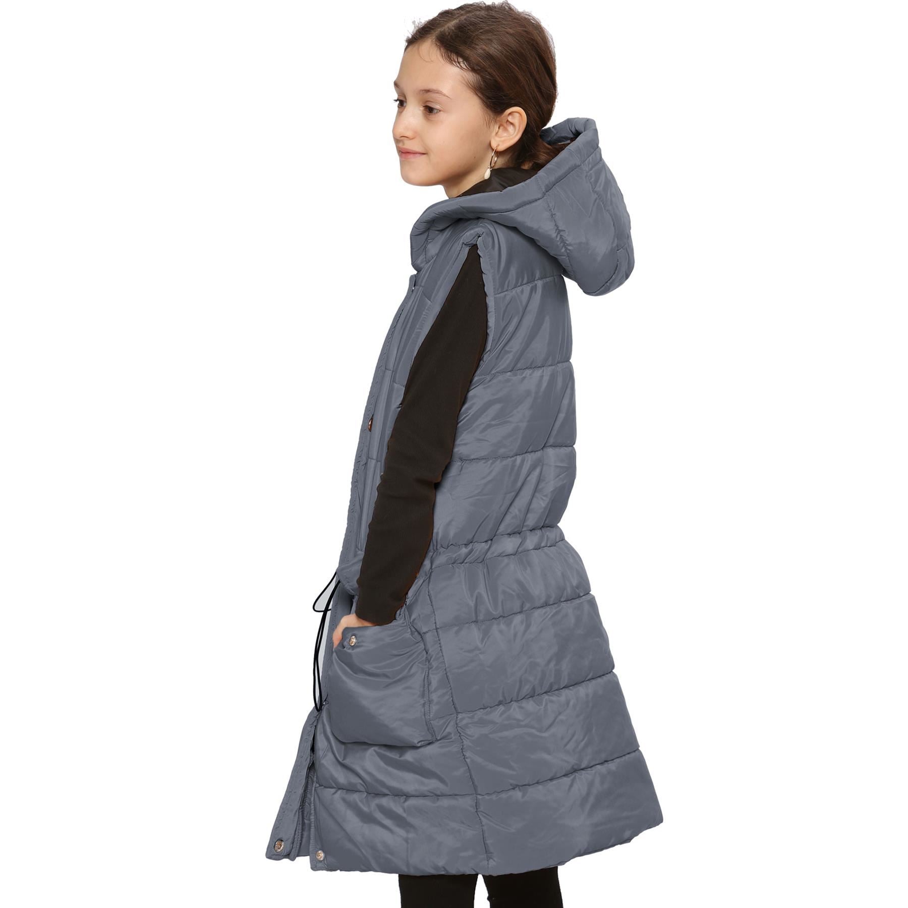 Kids Girls Grey Gilet Long Line Style Jacket
