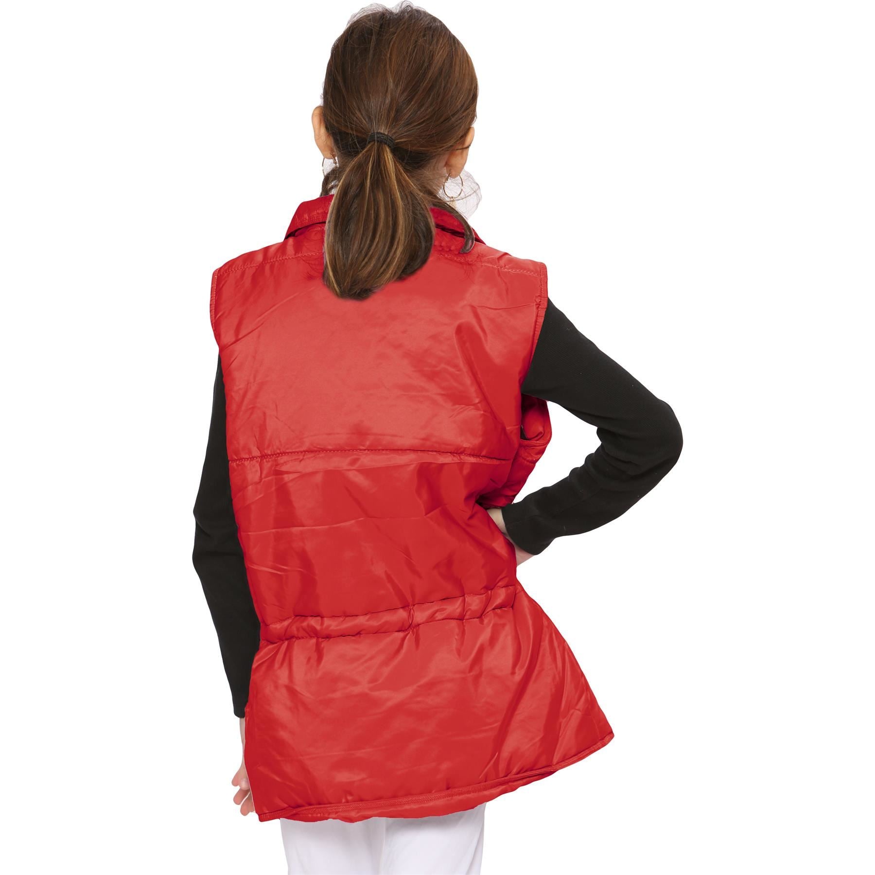 Kids Girls Red Oversized Style Sleeveless Jacket