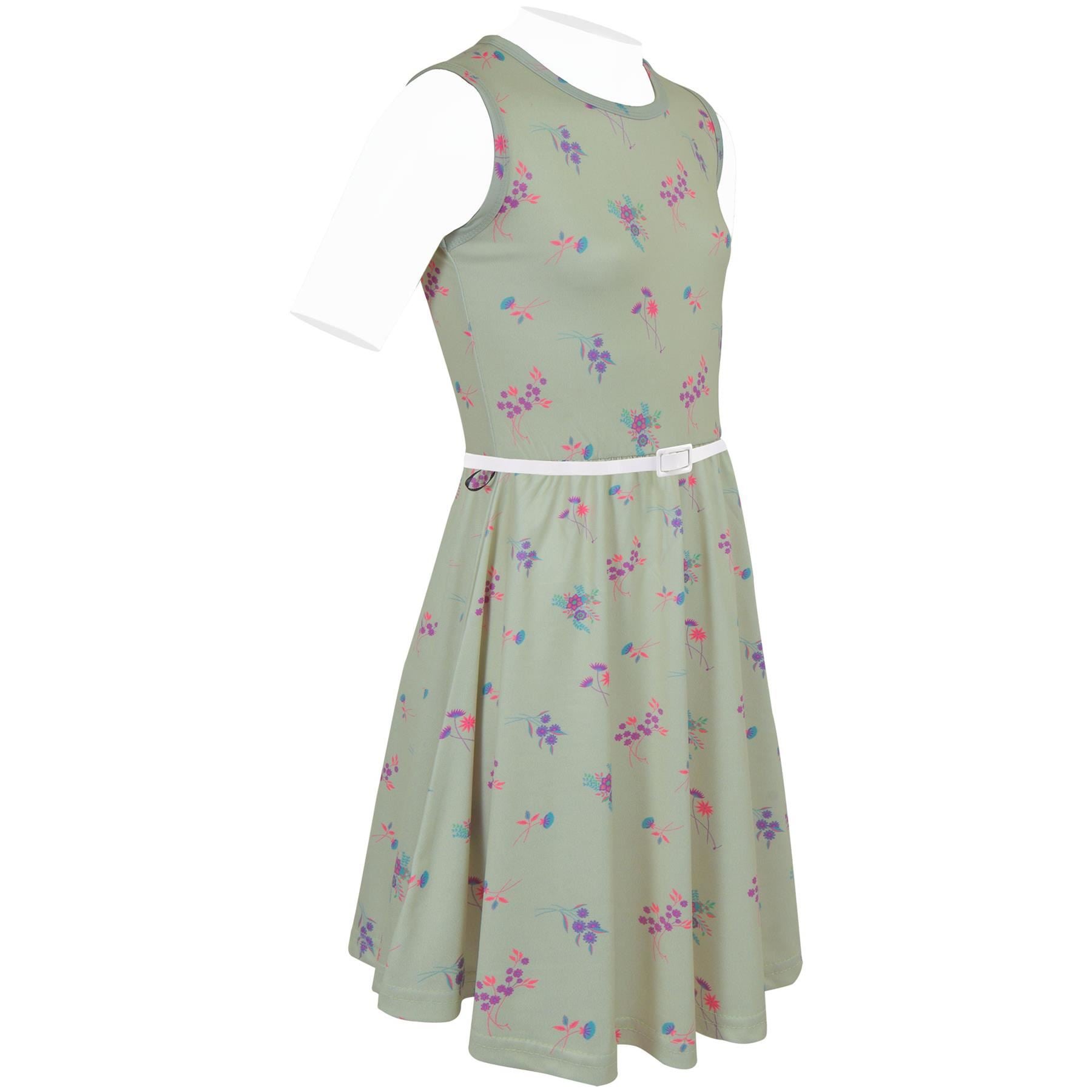 Kids Girls Sleeveless Wild Flowers & Butterflies Print Skater Dress