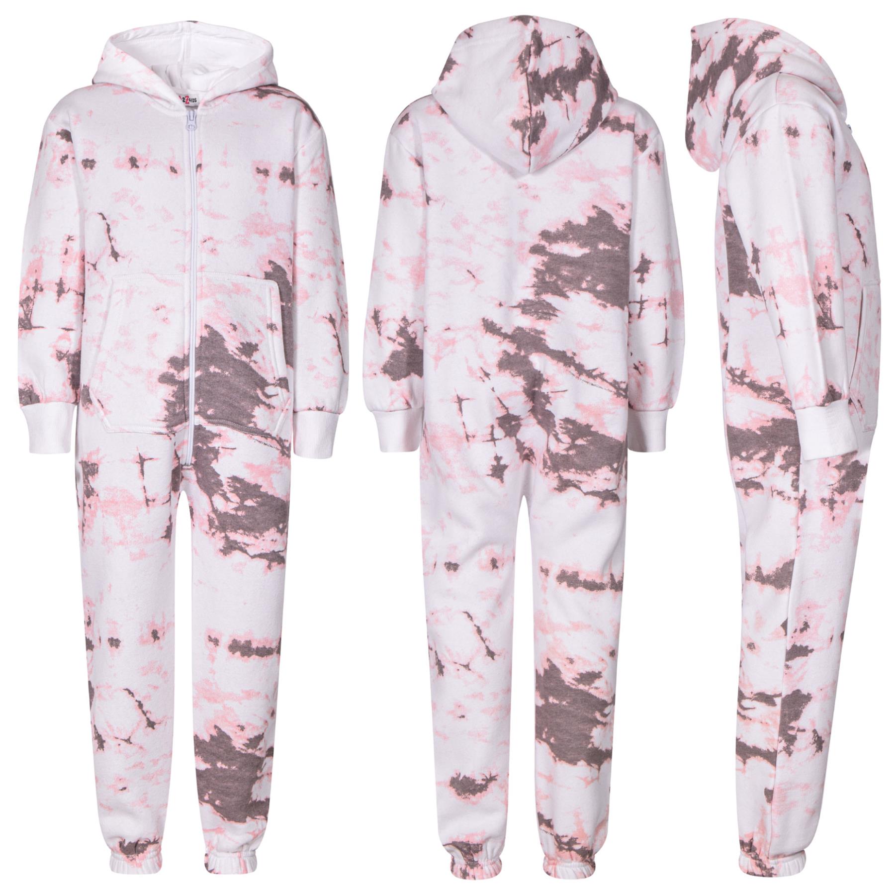 Kids Girls Soft Fleece Stone Tie Dye Printed Onesie