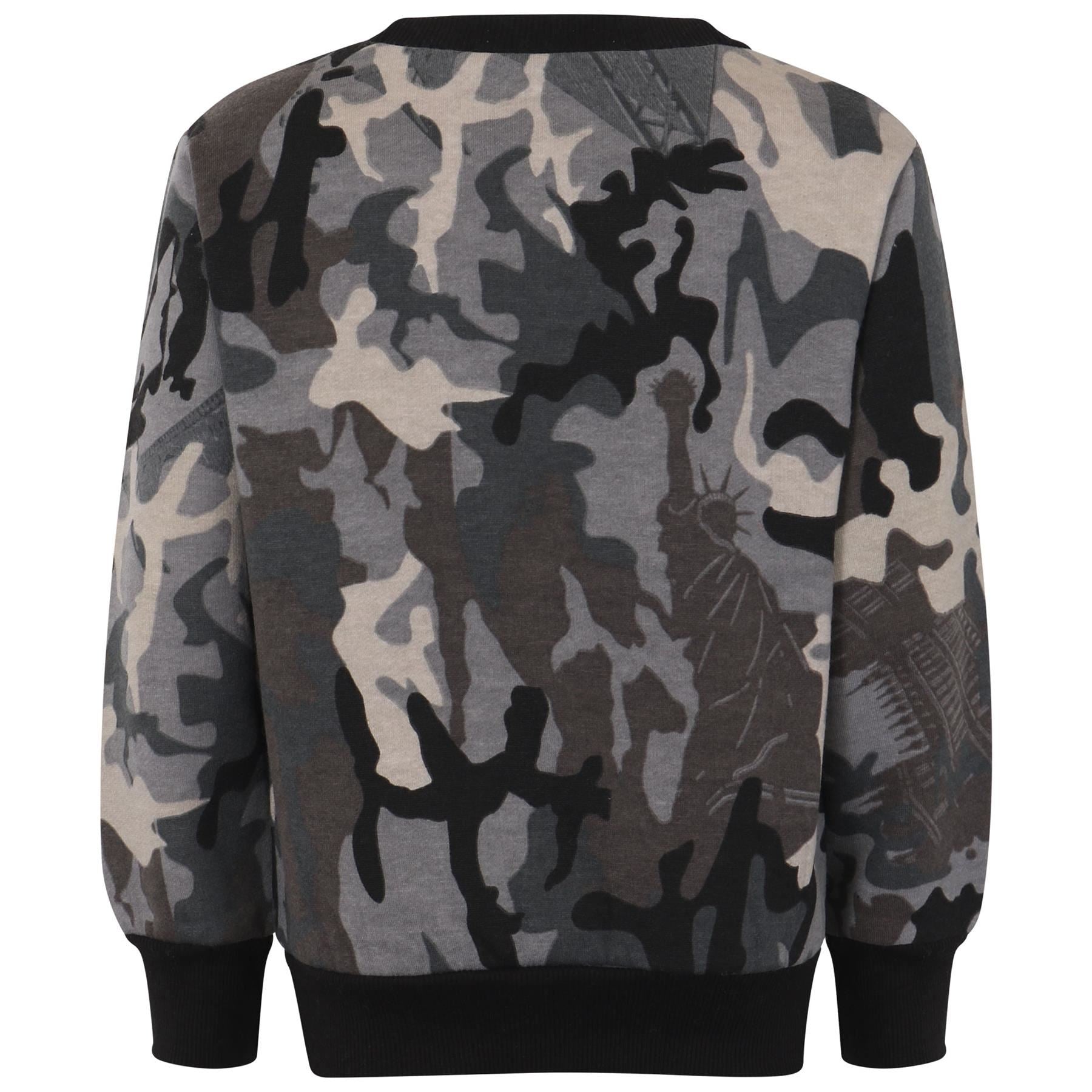 Girls Boys Charcoal Camouflage Sweatshirt & Bottom Tracksuit