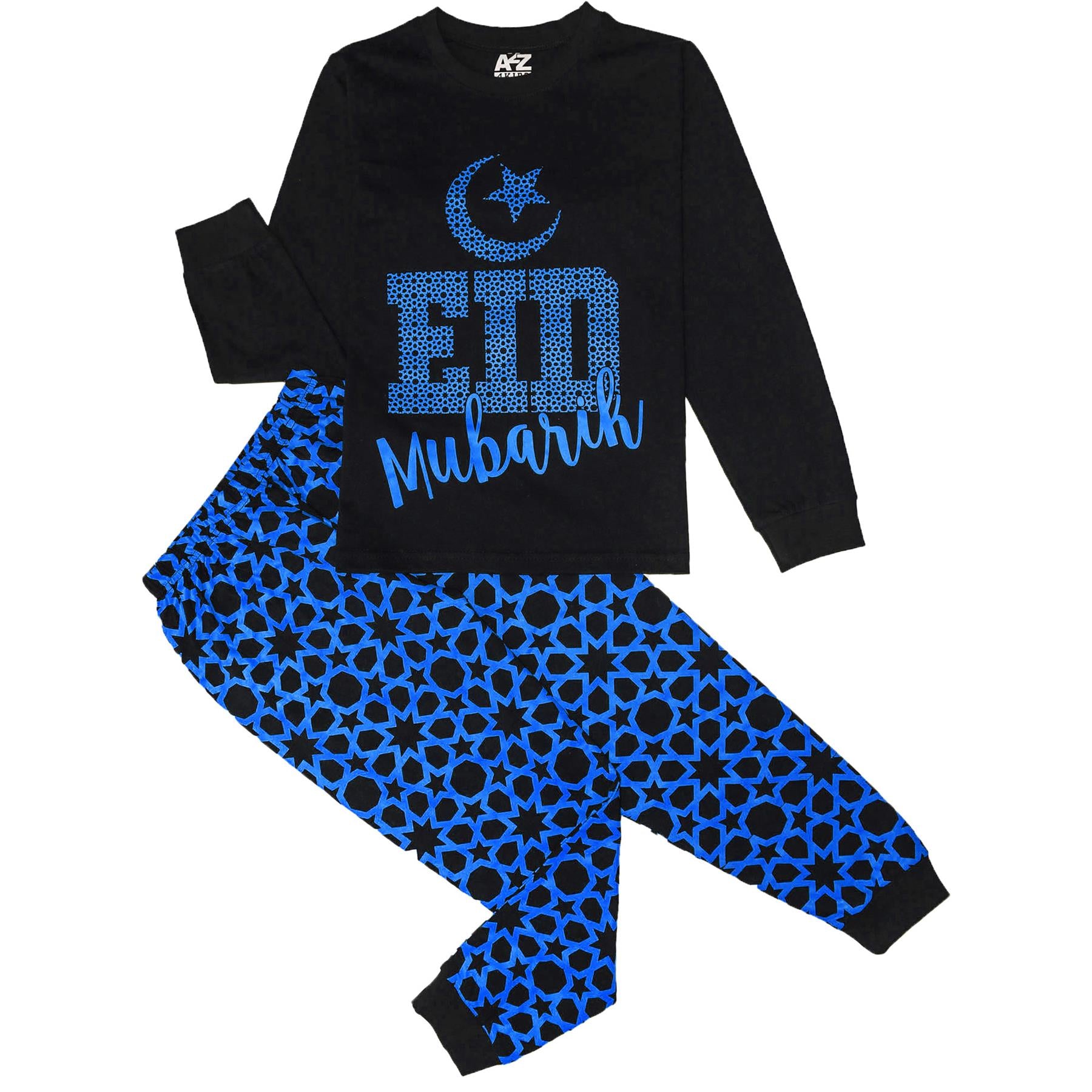 Kids Girls Childrens Blue Eid PJS Pyjamas Sleepover 2 Piece Cotton Gift Set 2-13
