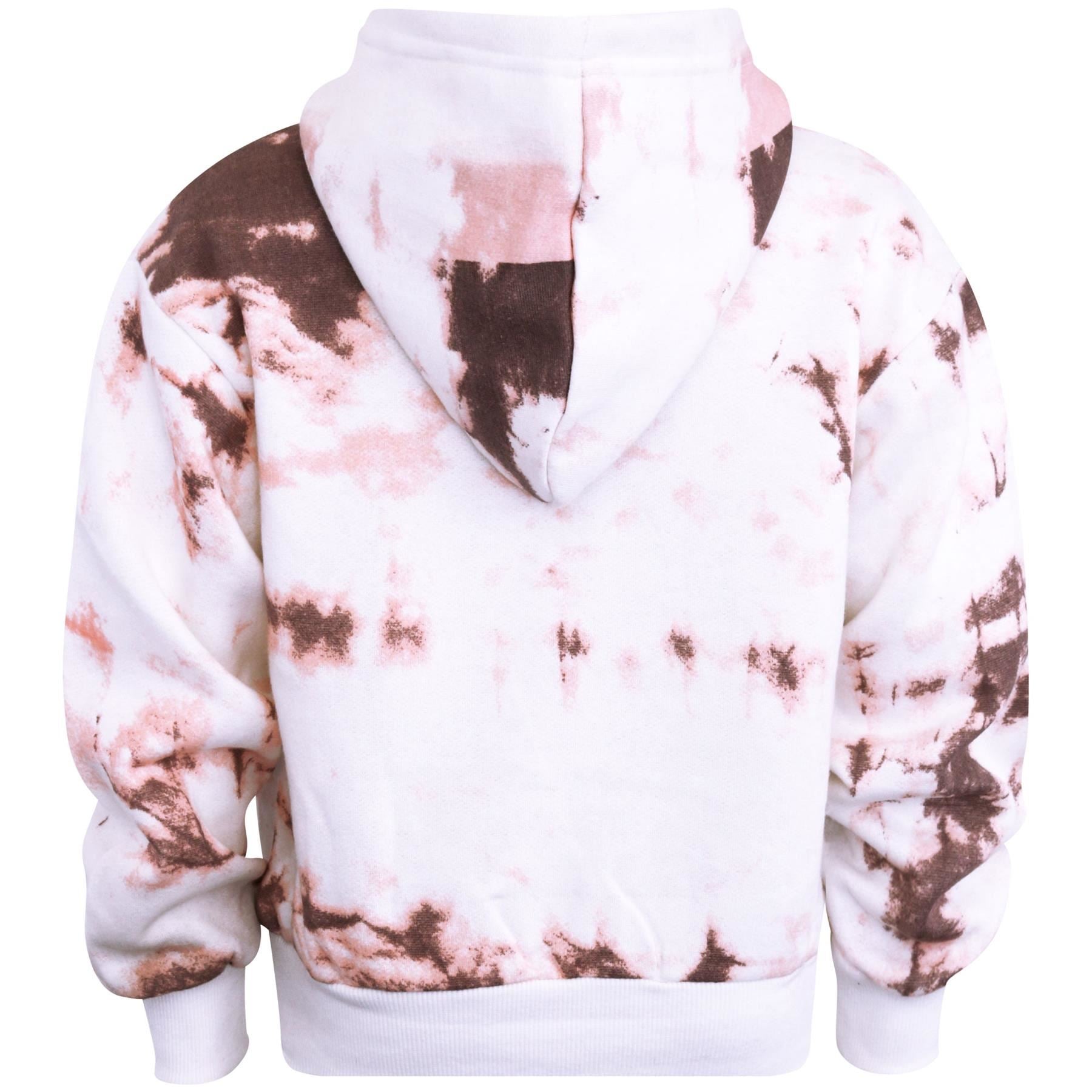 Kids Girls Tie Dye Tracksuit "SASSY" Print Rust Hooded Crop Jogging Suit