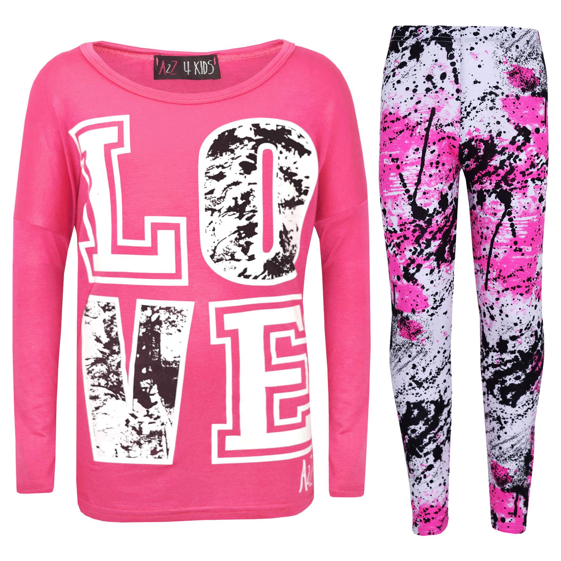 Kids Girls Love Selfie Printed Top & Legging Splash Set