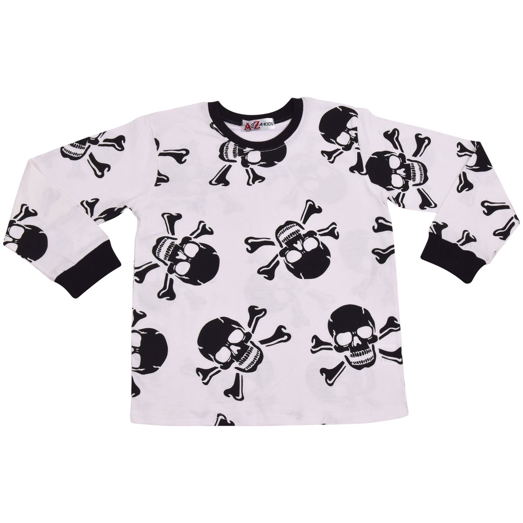 Kids Girls Boys Skull & Bones Print Pyjamas Set
